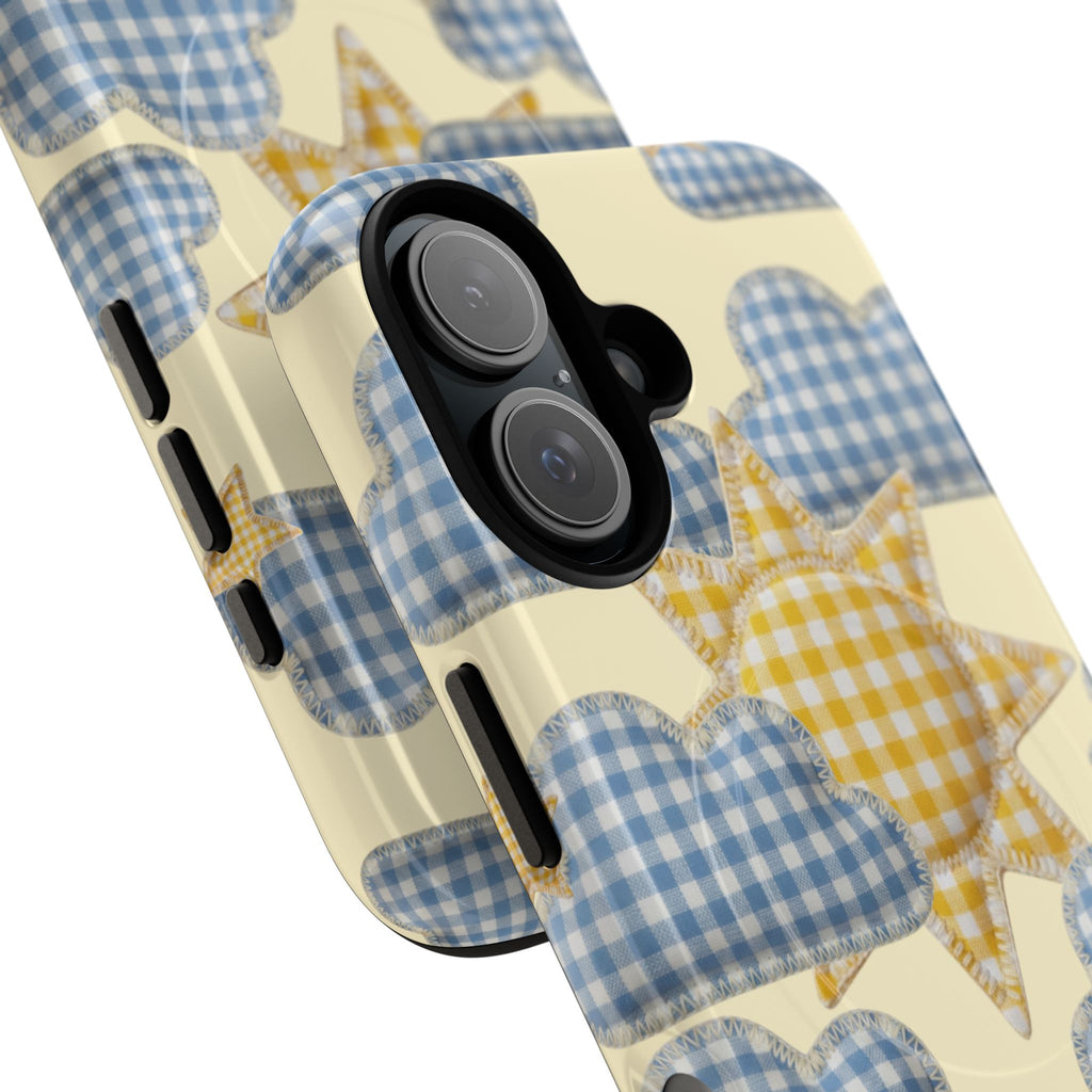 Gingham Sun and Clouds Phone Case | Tough Magnetic Case