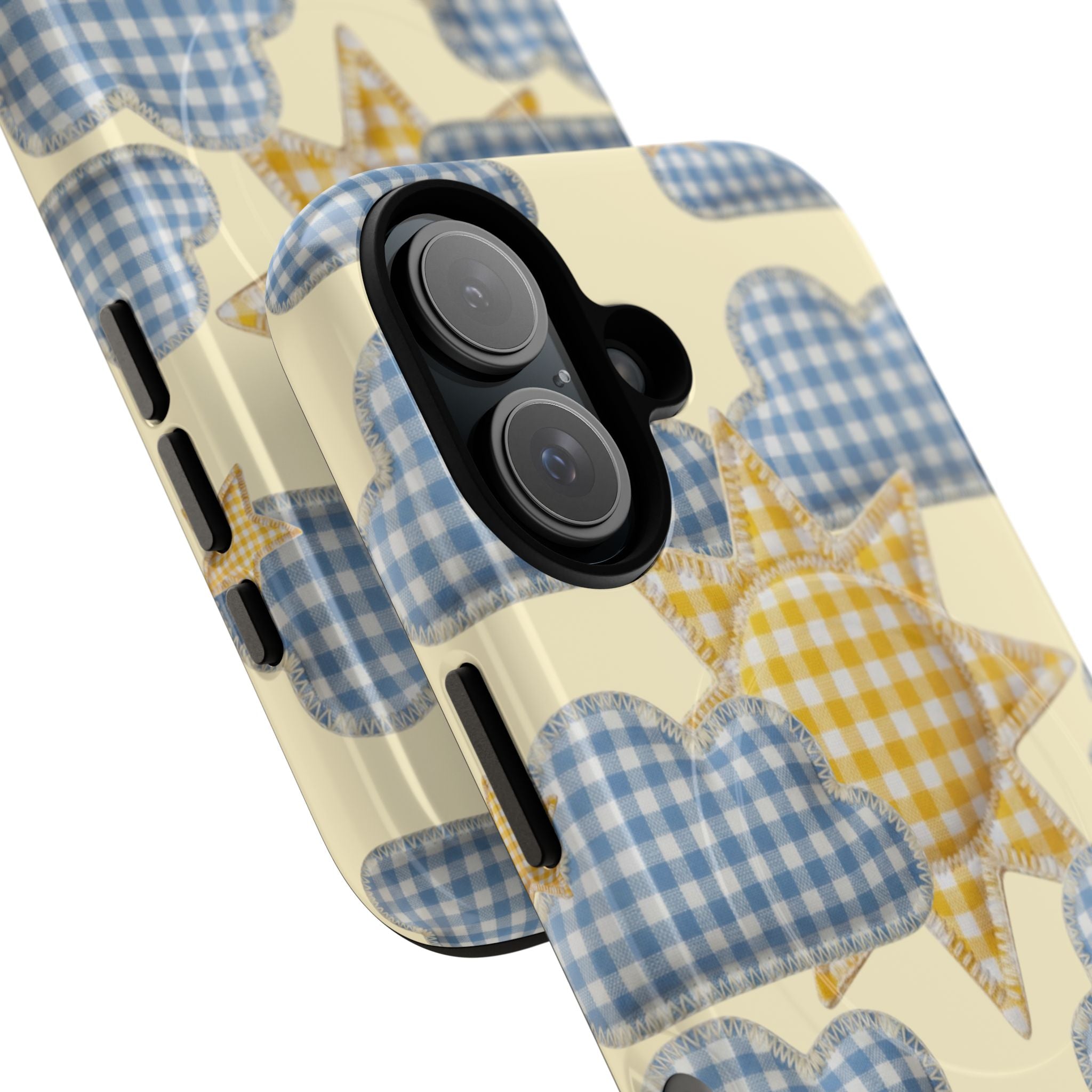 Gingham Sun and Clouds Phone Case | Tough Magnetic Case