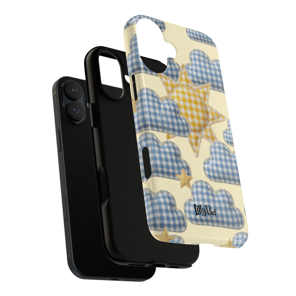 Gingham Sun and Clouds Phone Case | Tough Magnetic Case