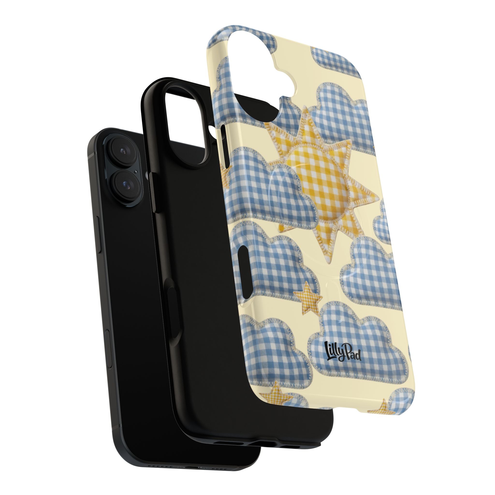 Gingham Sun and Clouds Phone Case | Tough Magnetic Case