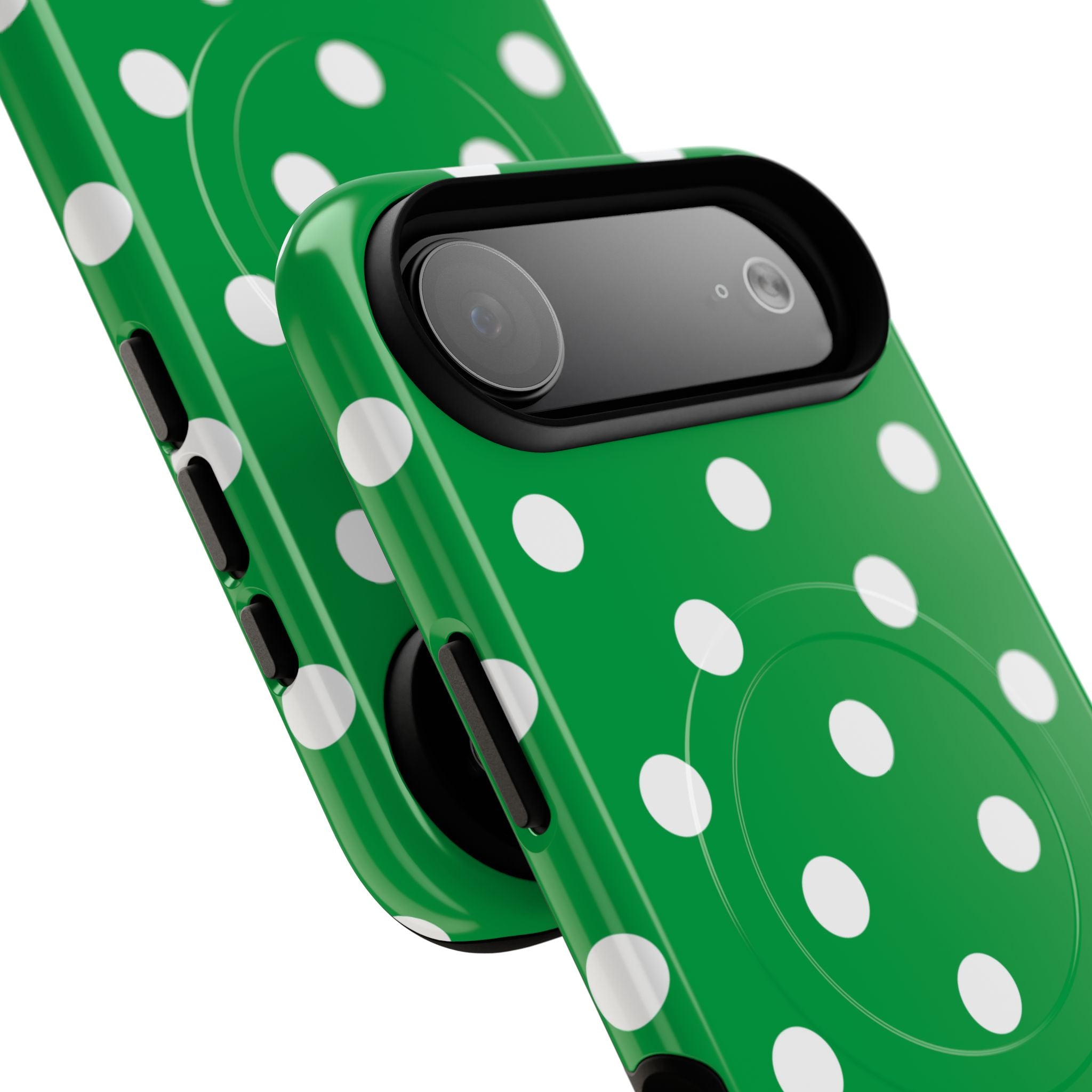 White Polka Dot Green Phone Case | Tough Magnetic Case