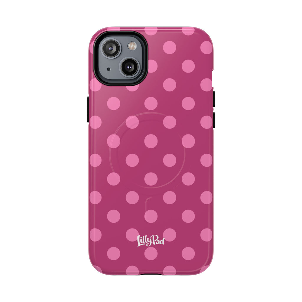Pink Polka Dot Tough Magnetic Case | Phone Cover, MagSafe Compatible