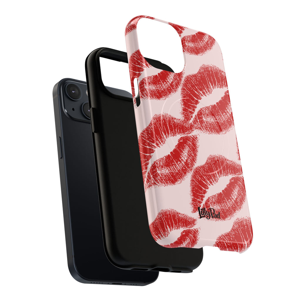 Red Lipstick Kiss Pattern Phone Case | Tough Magnetic Case