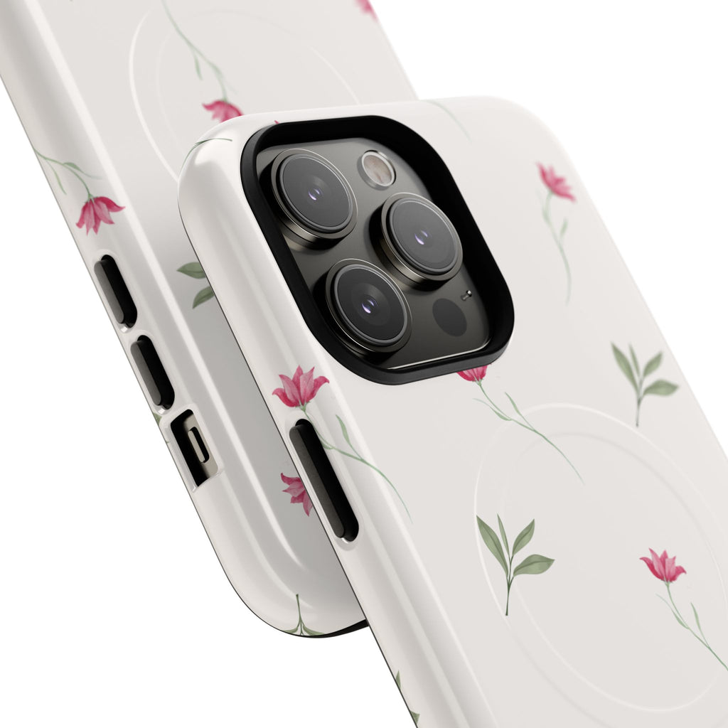 Minimal Pink Wildflowers Phone Case | Magnetic Case