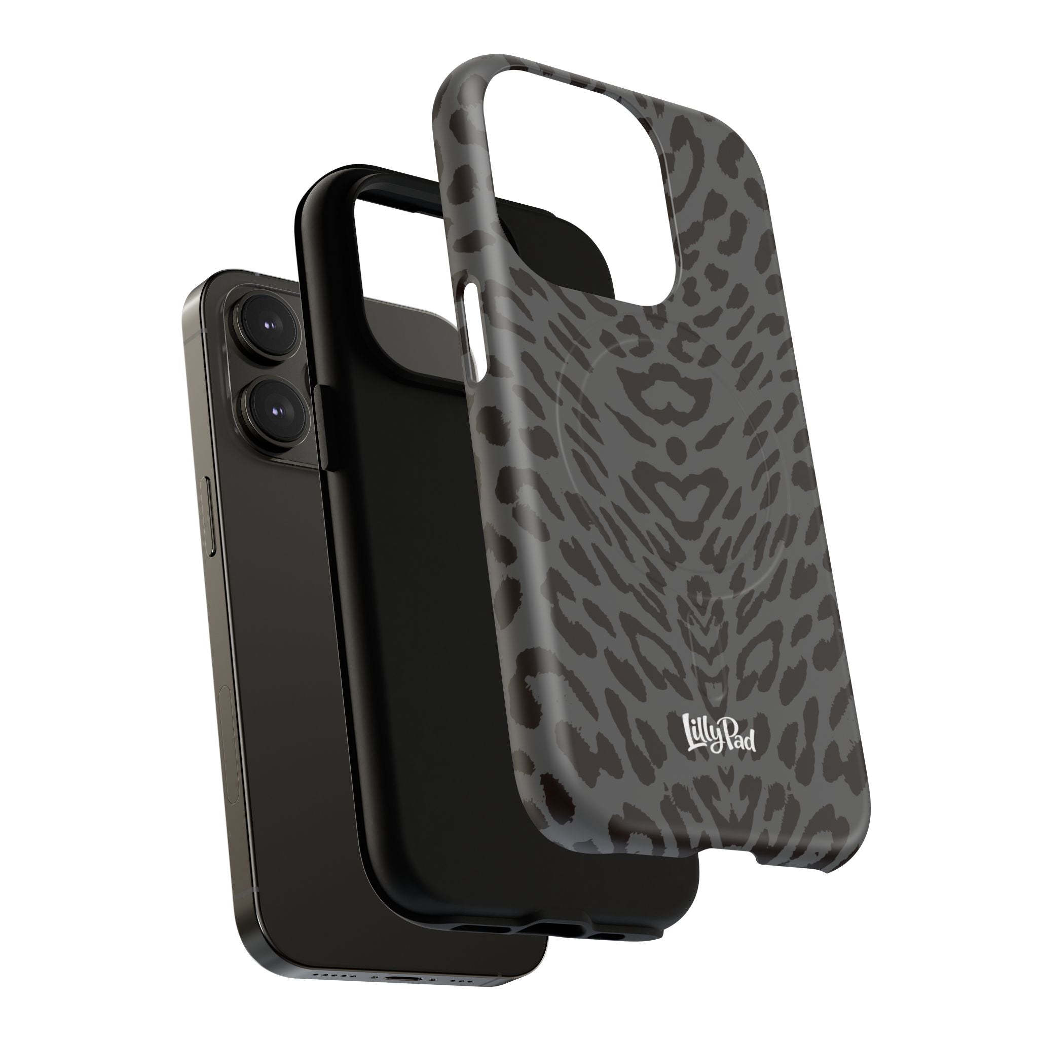 Leopard Print Magnetic Phone Case | Tough Magnetic Case, Black Animal Pattern