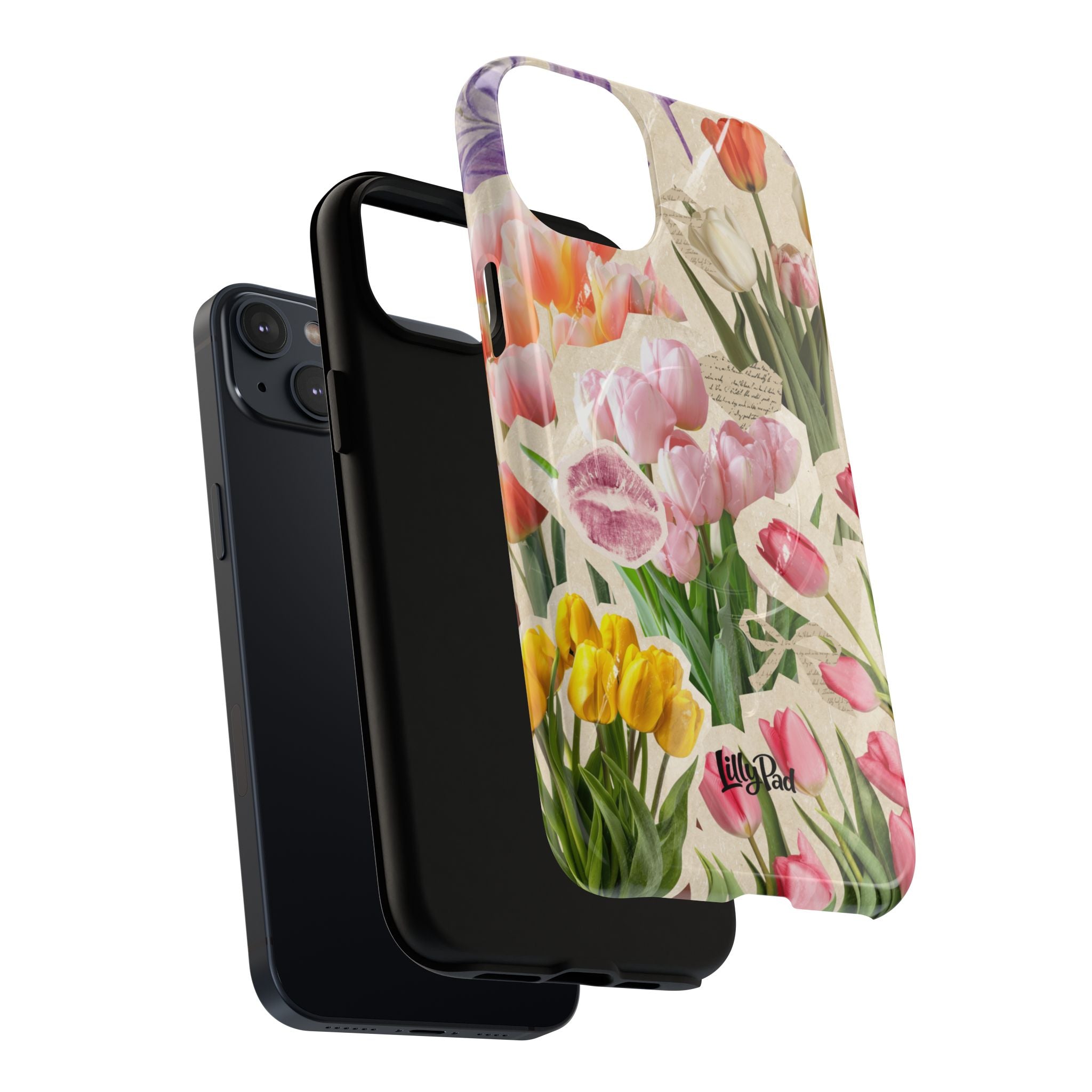 Vintage Tulip Collage Tough Phone Case | Floral iPhone Magnetic Case