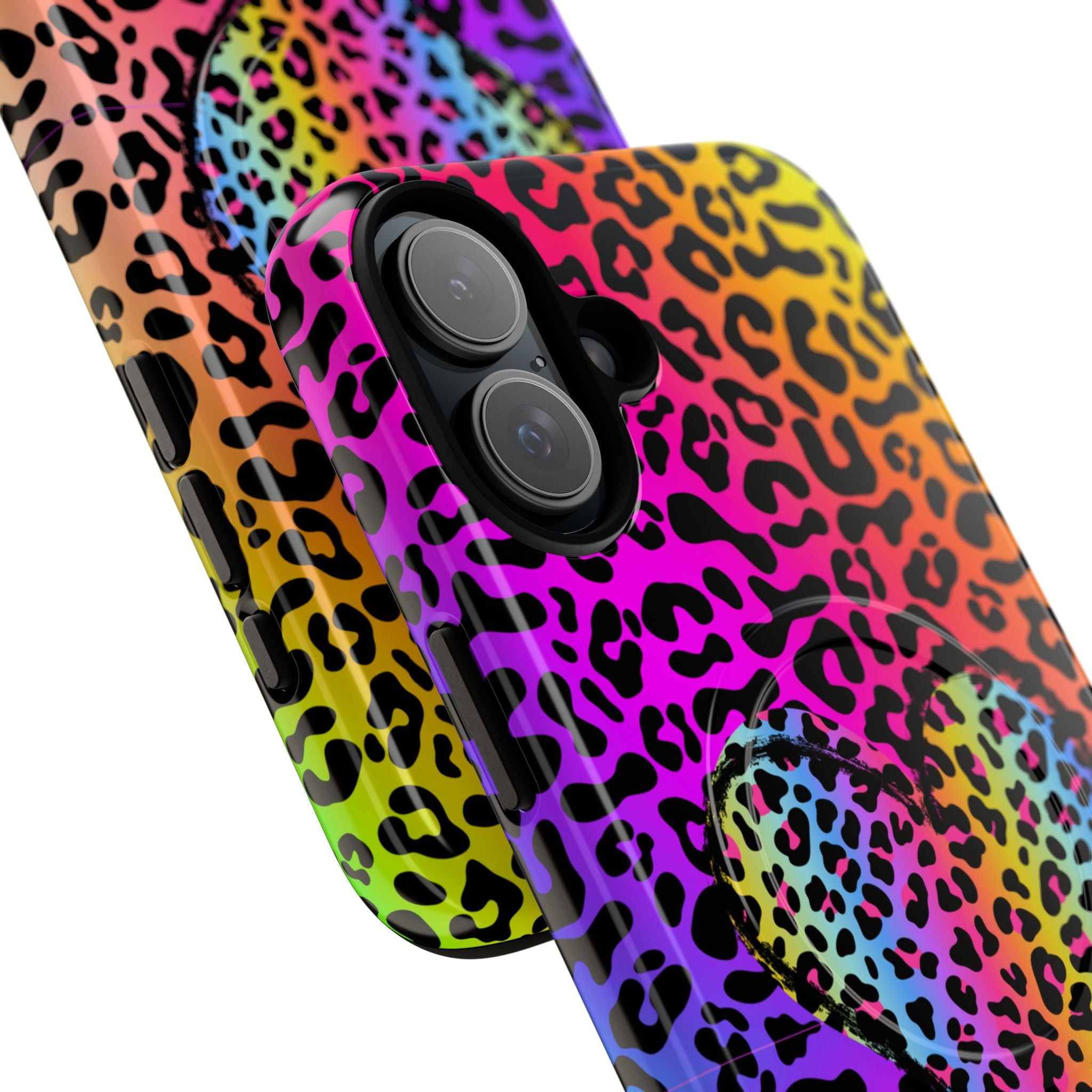 Rainbow Leopard Heart Phone Case | Tough Magnetic Case