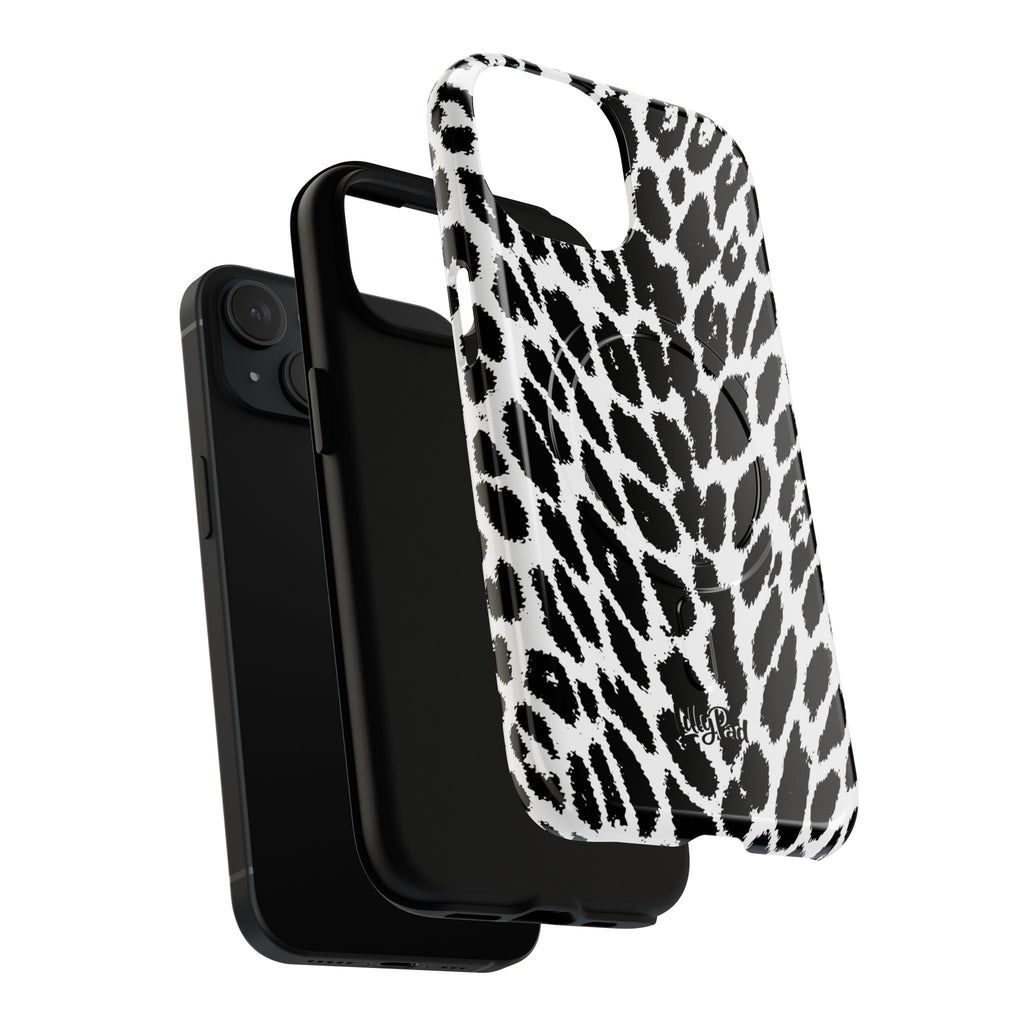 Black White Leopard Print Phone Case | Tough Magnetic Case