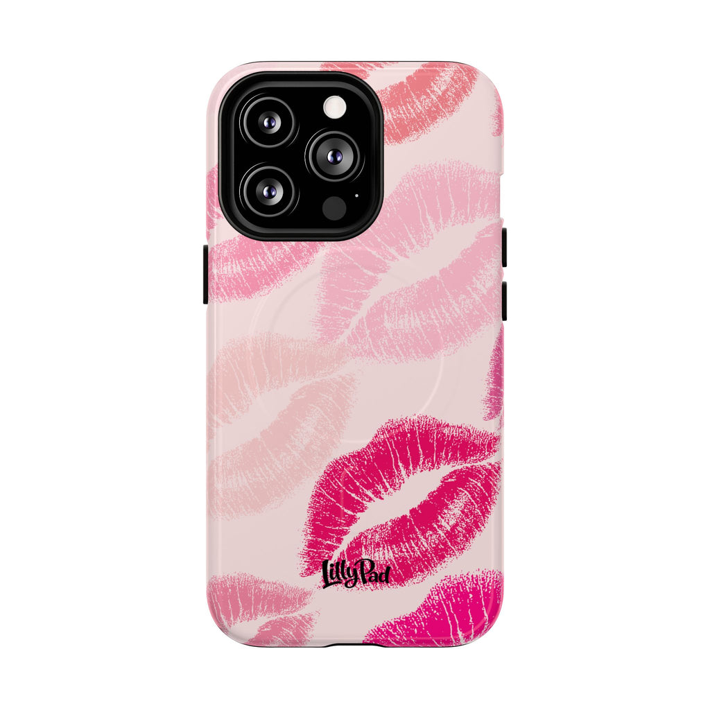 Pink Kiss Lip Print Phone Case | Tough Magnetic Case