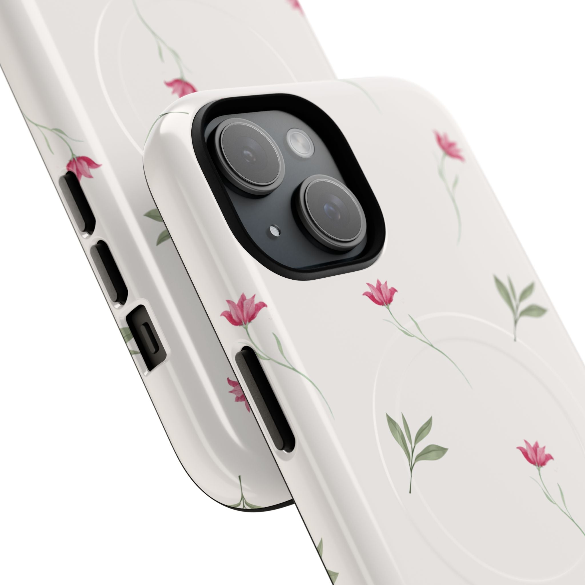 Minimal Pink Wildflowers Phone Case | Magnetic Case
