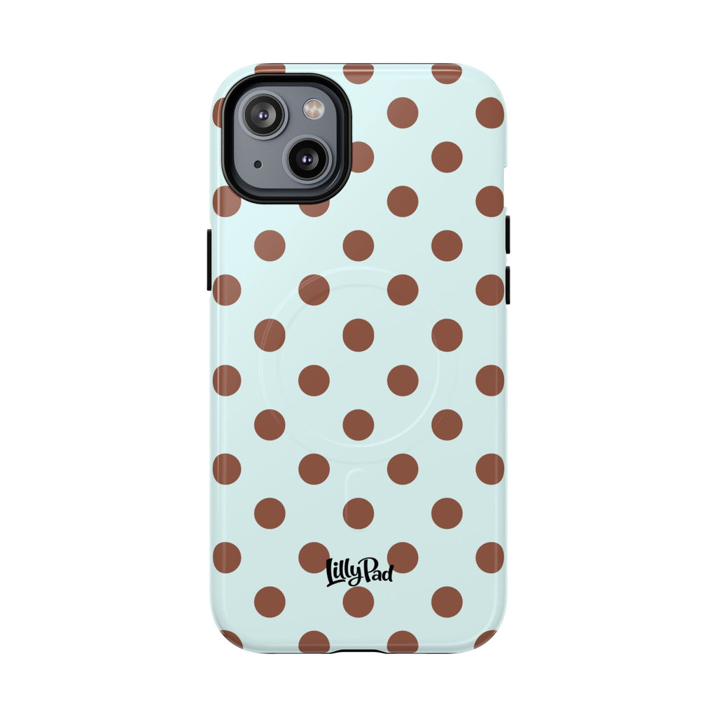 Brown Polka Dot on Mint Phone Case | Tough Magnetic Case