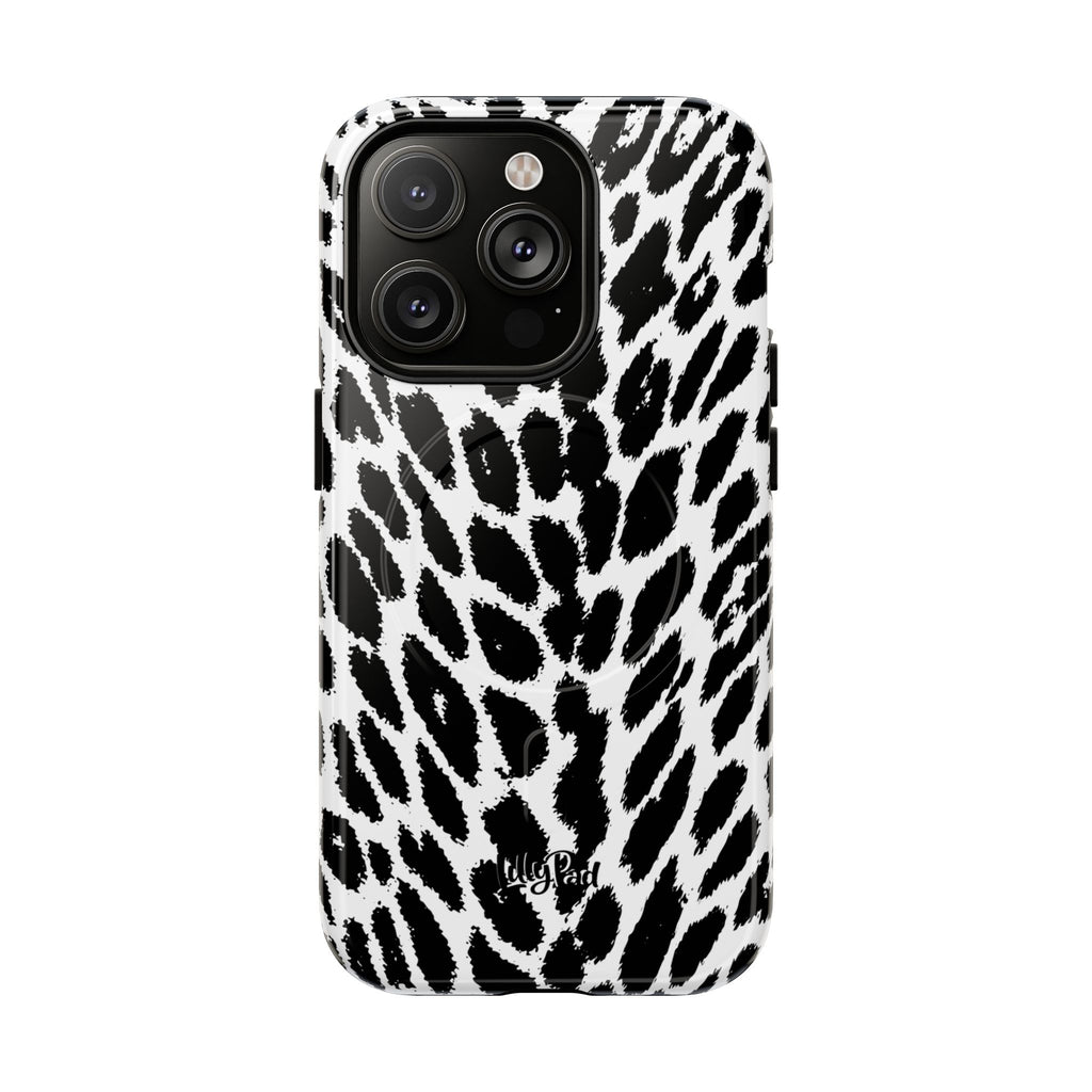Black White Leopard Print Phone Case | Tough Magnetic Case