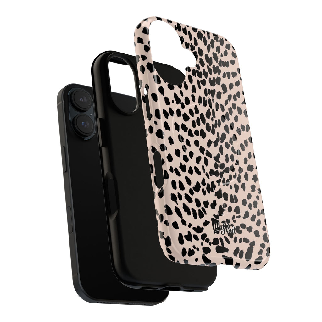 Leopard Print Phone Case Tough Magnetic Case | Pink Black Spot iPhone Cover