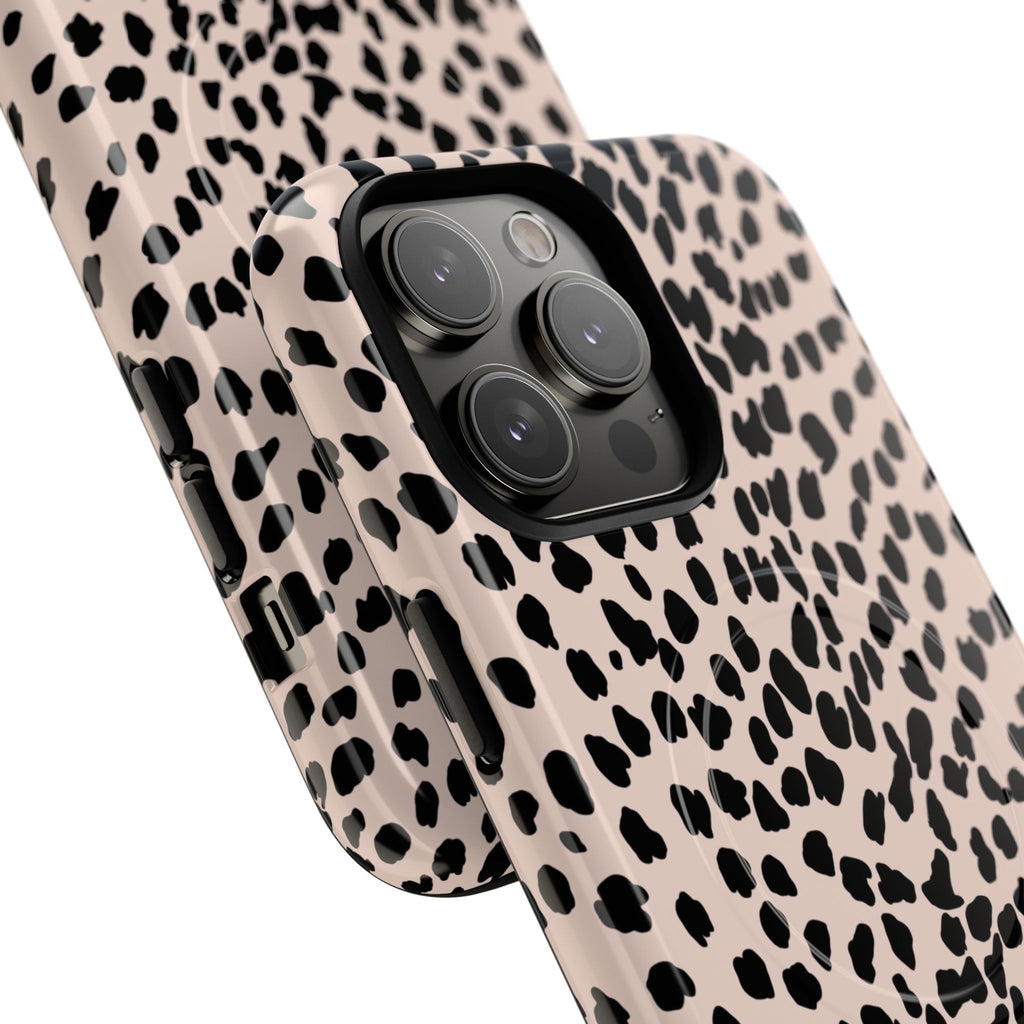 Leopard Print Phone Case Tough Magnetic Case | Pink Black Spot iPhone Cover