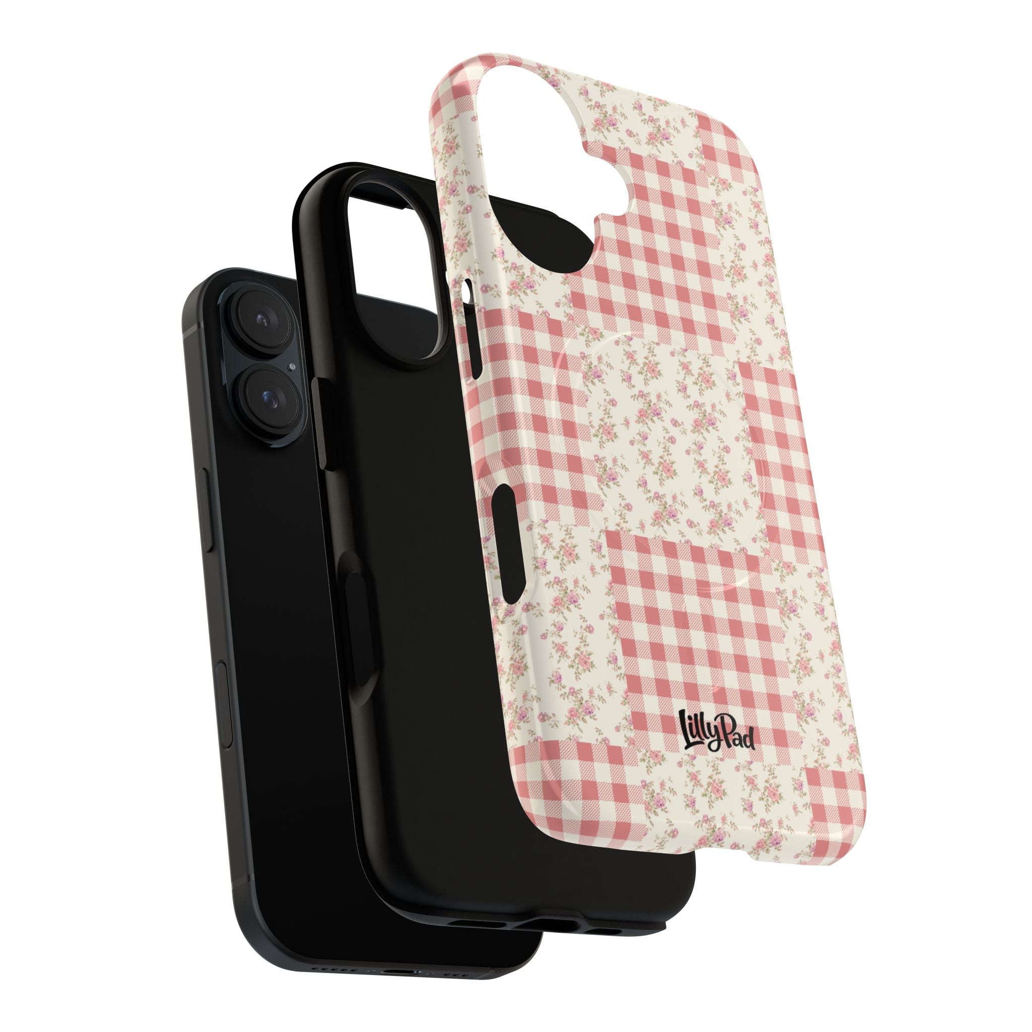 Pink Gingham Flower Phone Case | Tough Magnetic Case