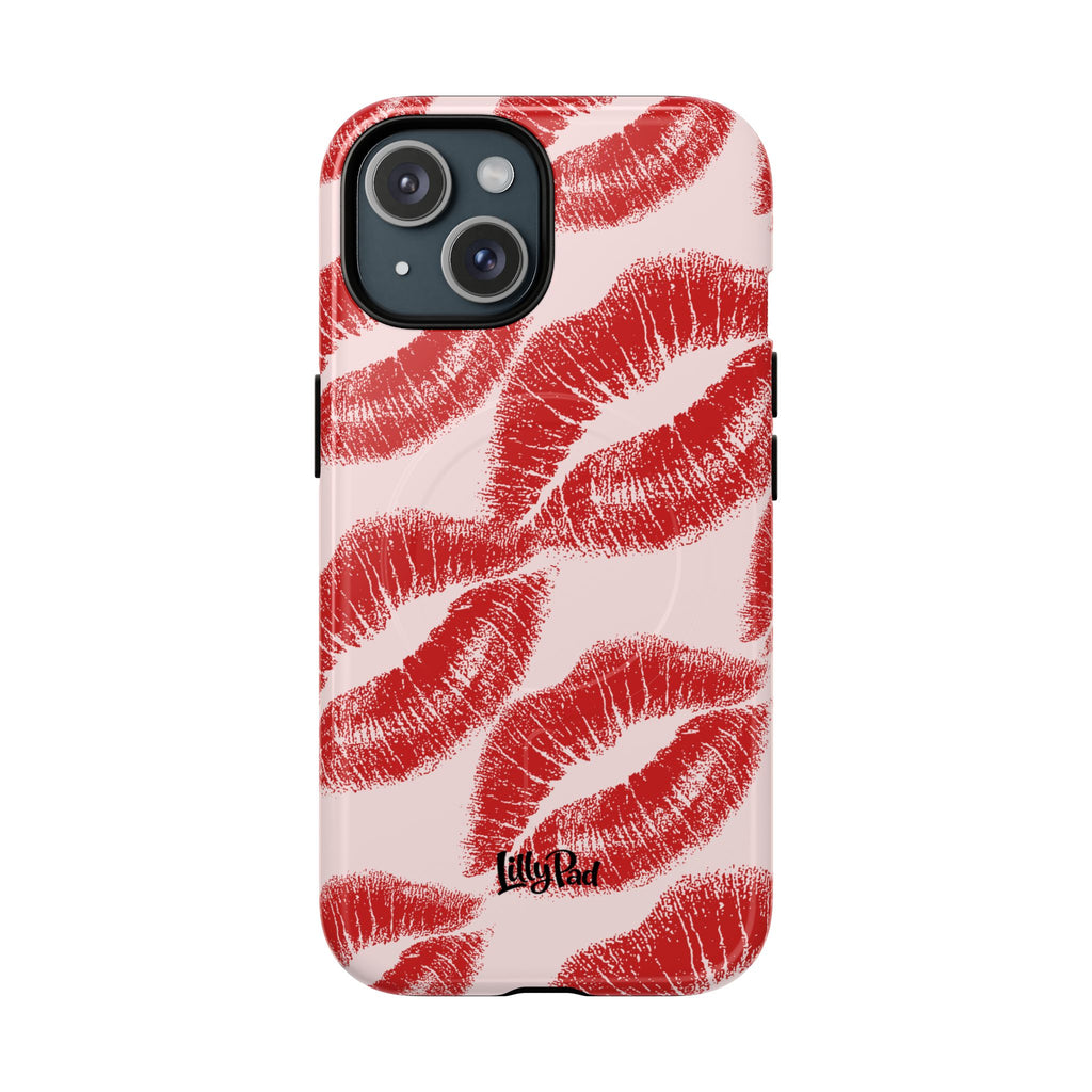 Red Lipstick Kiss Pattern Phone Case | Tough Magnetic Case