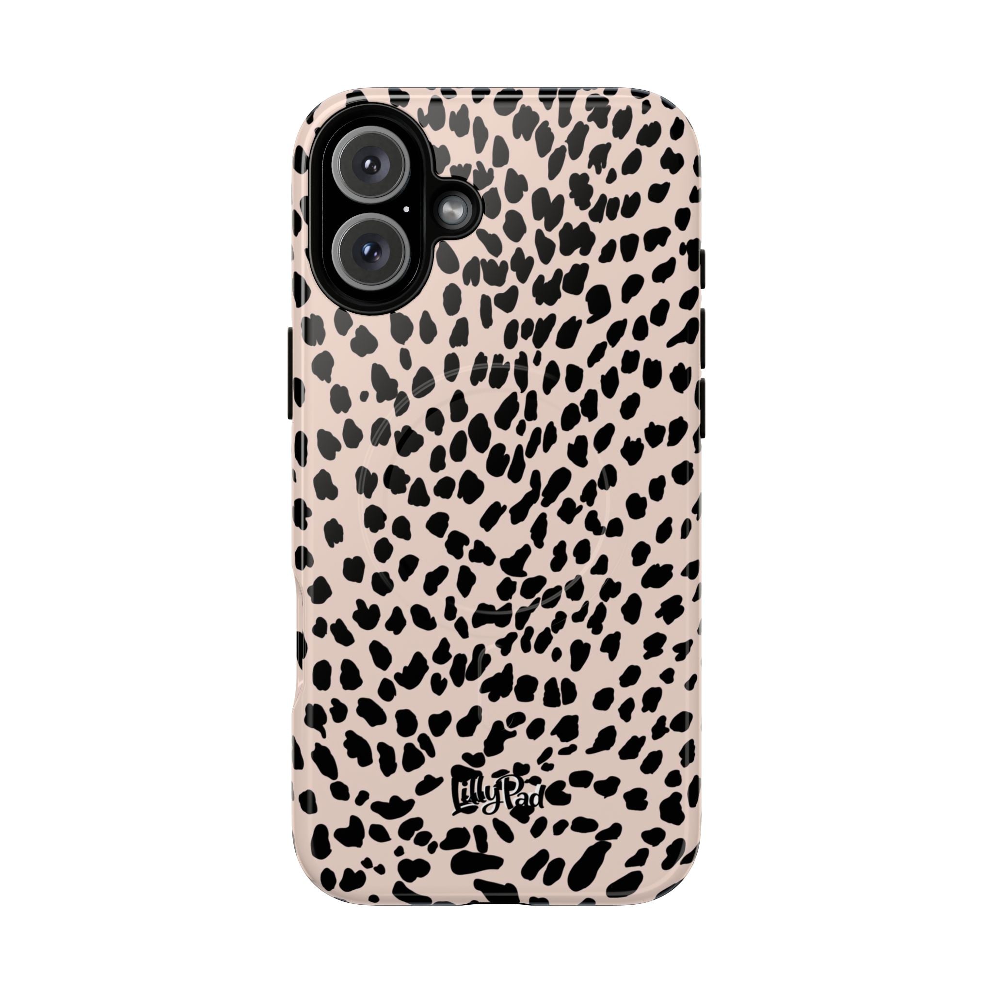 Leopard Print Phone Case Tough Magnetic Case | Pink Black Spot iPhone Cover