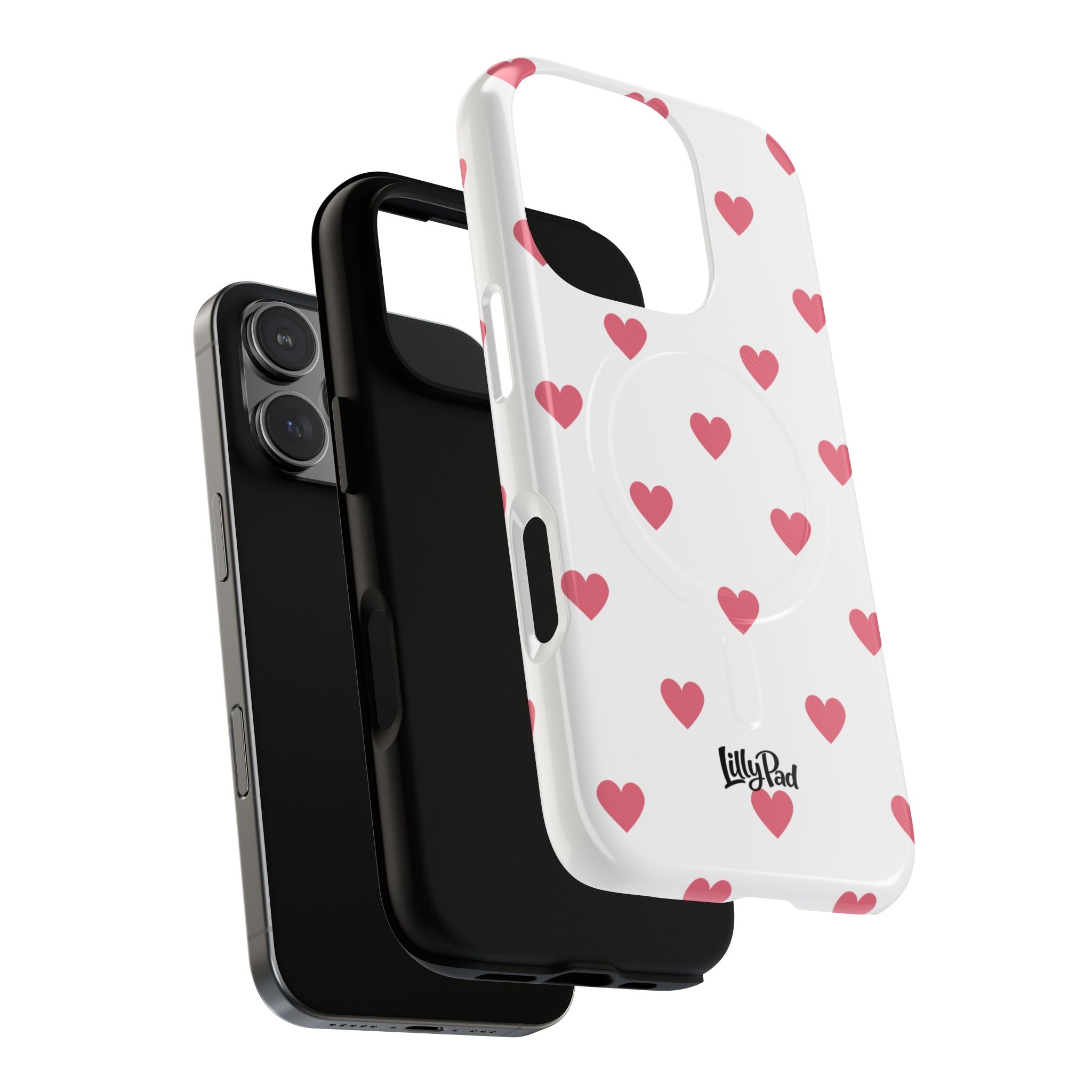Pink Heart Pattern Phone Case | Magnetic Tough Case