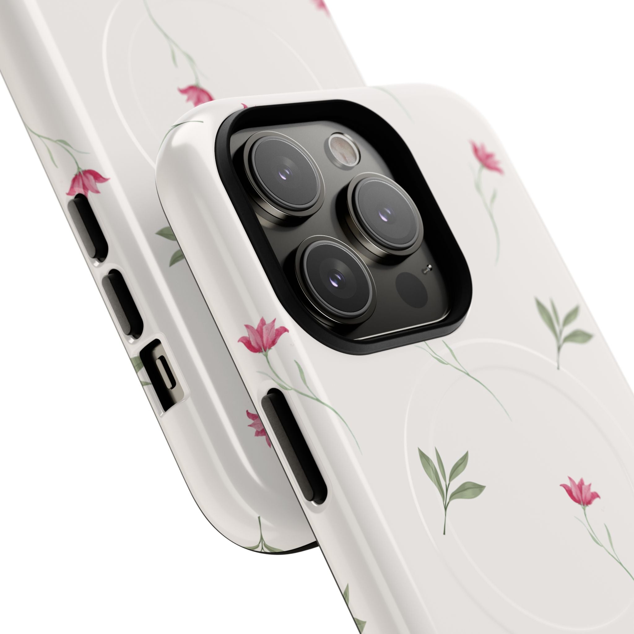 Minimal Pink Wildflowers Phone Case | Magnetic Case