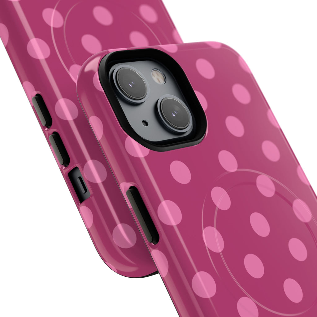 Pink Polka Dot Tough Magnetic Case | Phone Cover, MagSafe Compatible