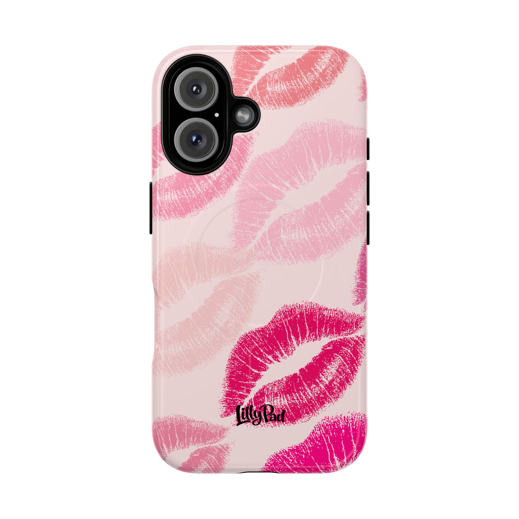 Pink Kiss Lip Print Phone Case | Tough Magnetic Case