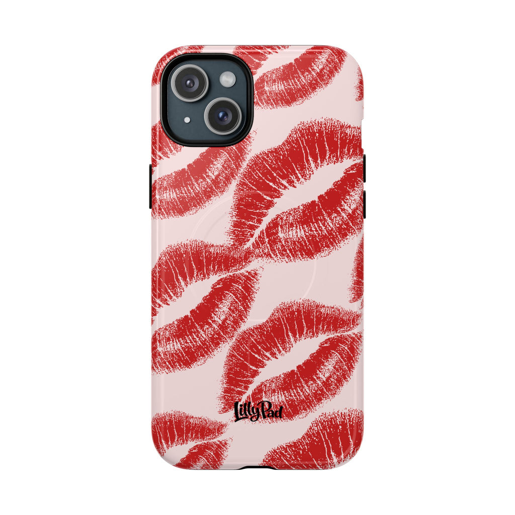 Red Lipstick Kiss Pattern Phone Case | Tough Magnetic Case