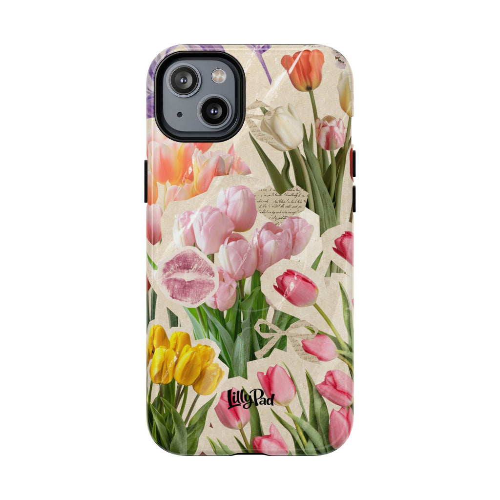 Vintage Tulip Collage Tough Phone Case | Floral iPhone Magnetic Case