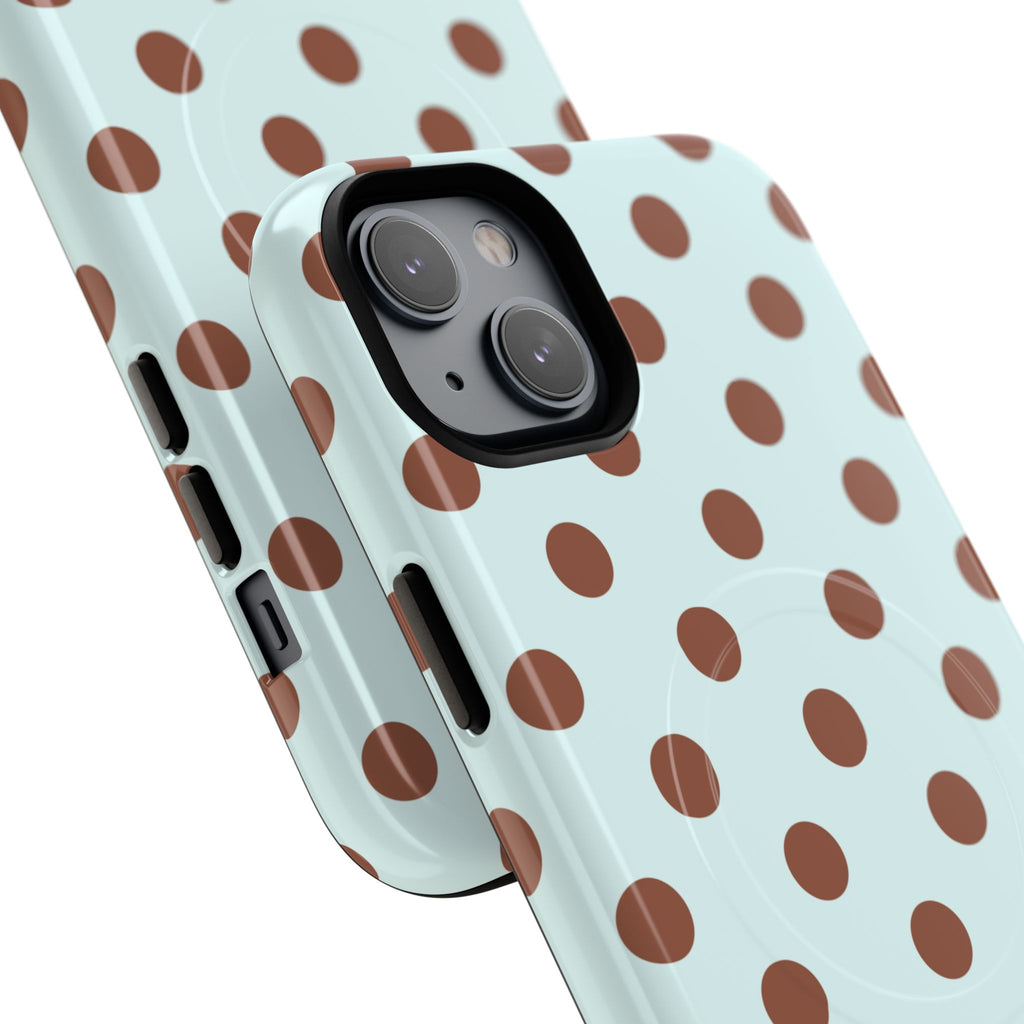Brown Polka Dot on Mint Phone Case | Tough Magnetic Case
