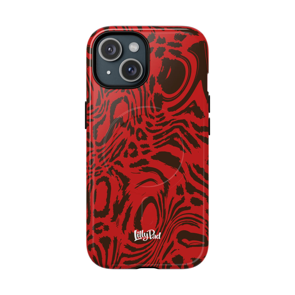 Red Black Swirl Pattern Phone Case | Tough Magnetic Case