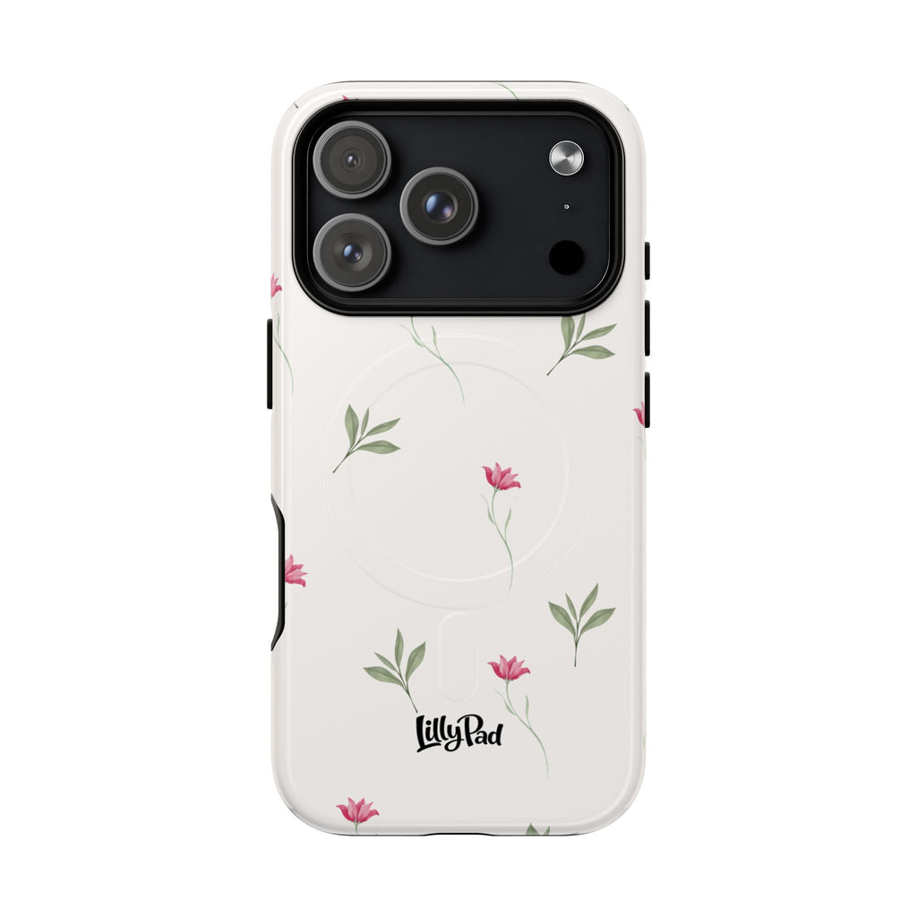Minimal Pink Wildflowers Phone Case | Magnetic Case