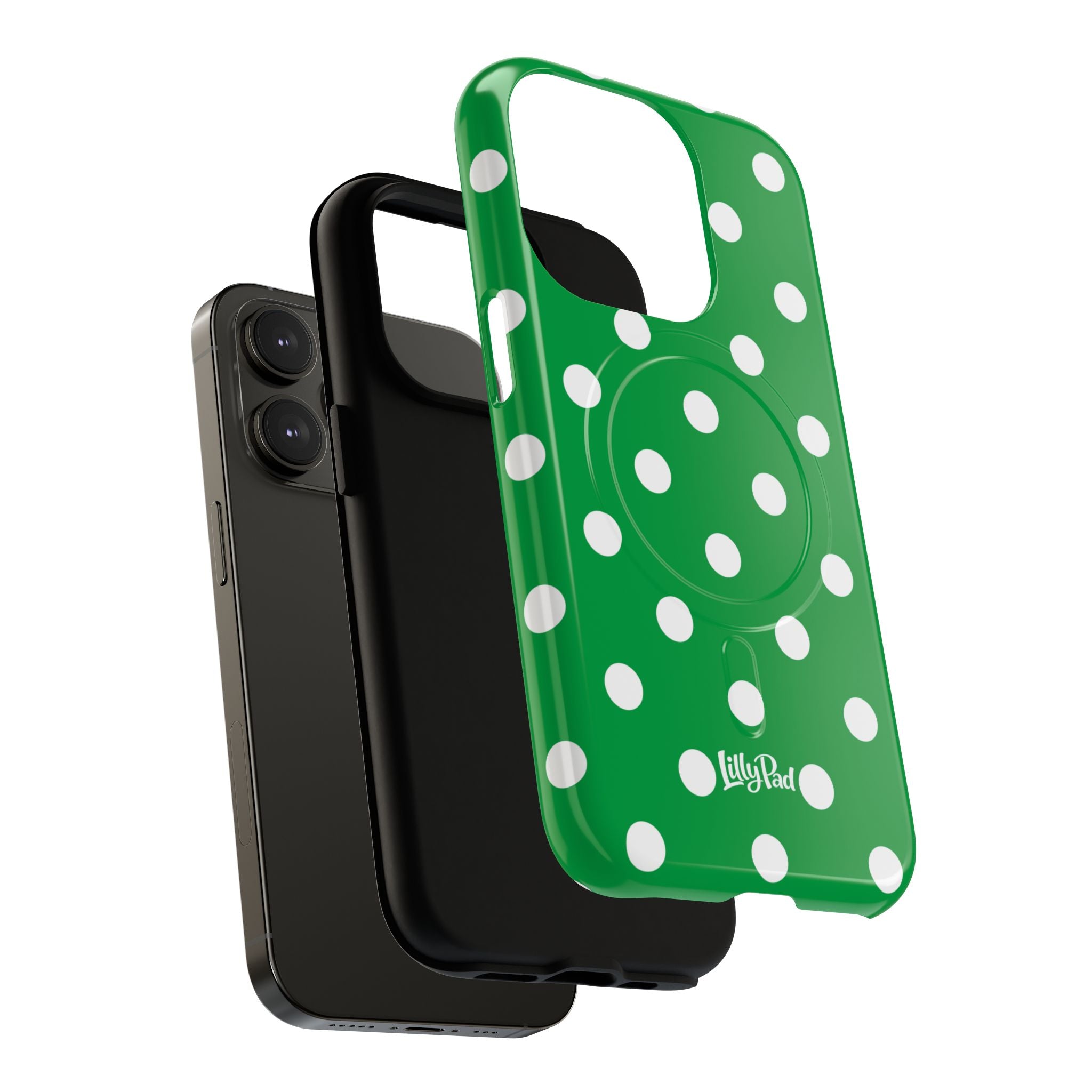 White Polka Dot Green Phone Case | Tough Magnetic Case