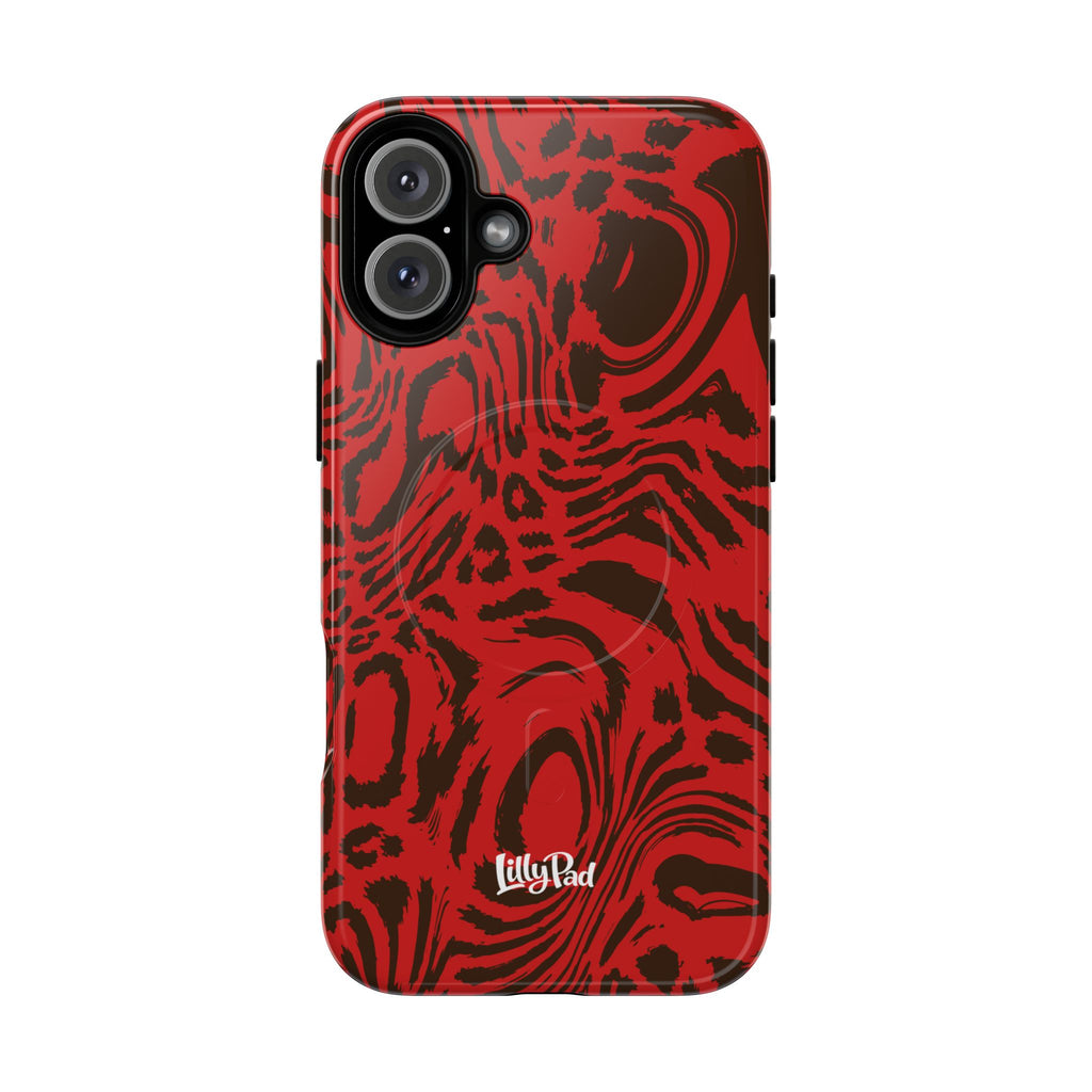 Red Black Swirl Pattern Phone Case | Tough Magnetic Case