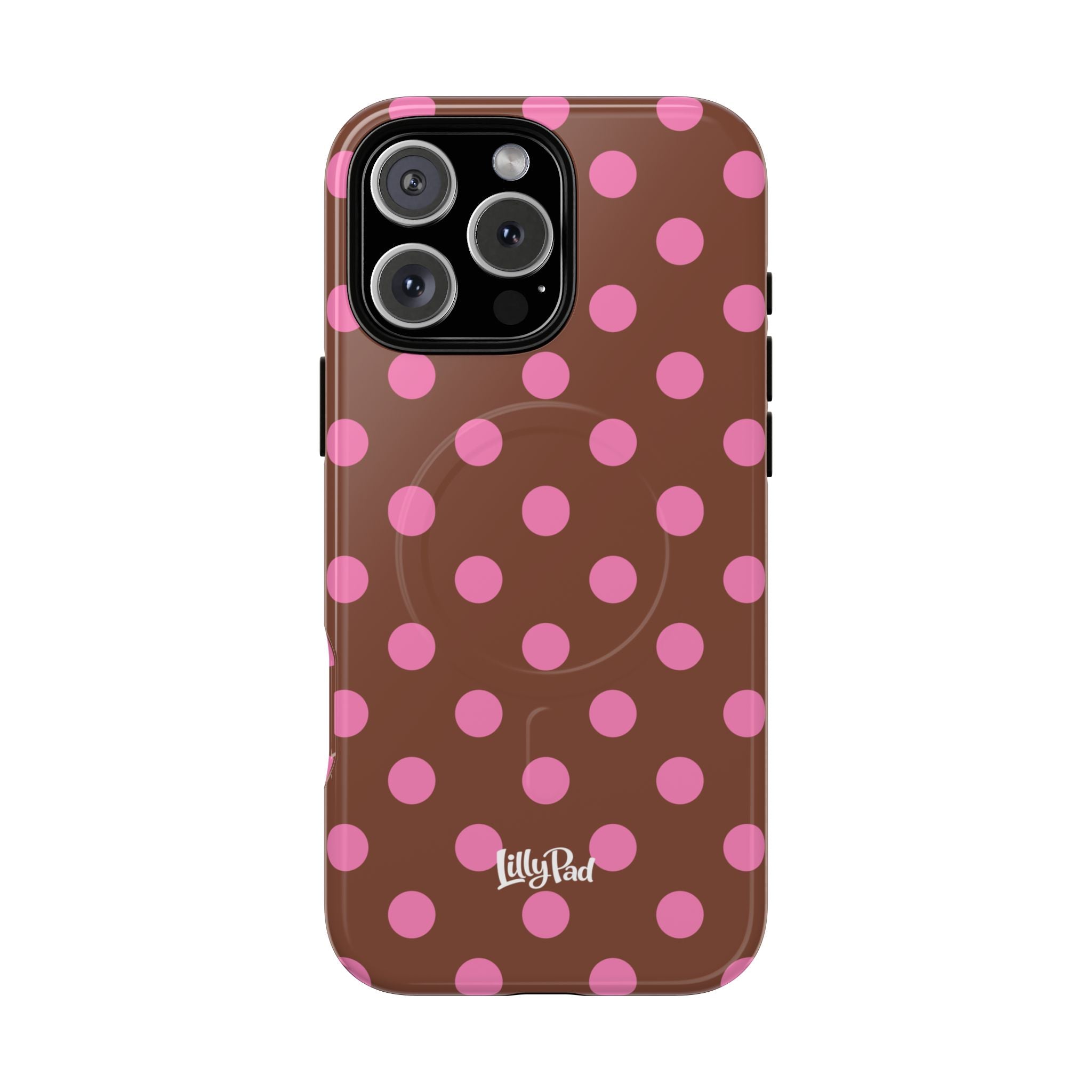 Pink Polka Dot Brown Phone Case | Magnetic Tough Case
