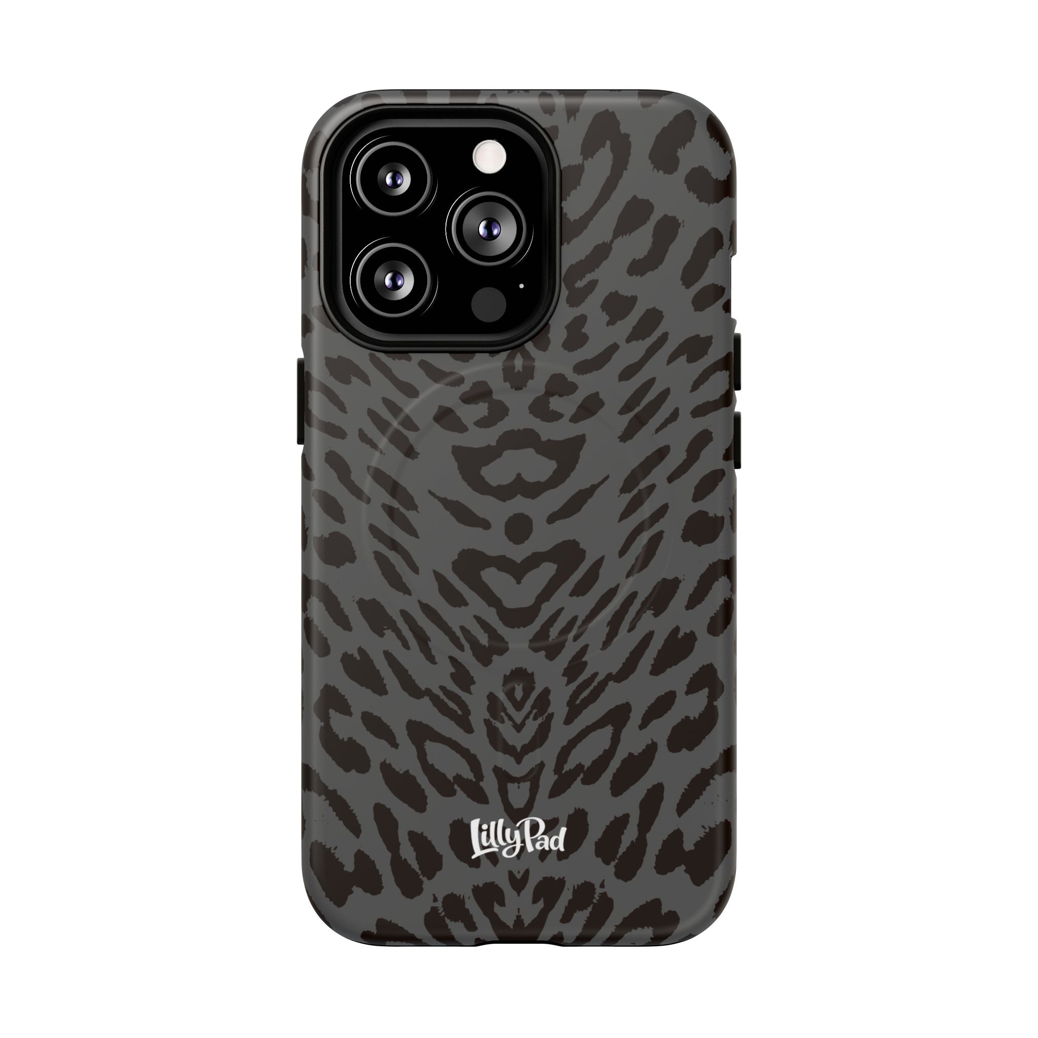 Leopard Print Magnetic Phone Case | Tough Magnetic Case, Black Animal Pattern