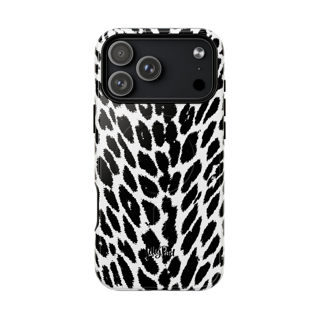 Black White Leopard Print Phone Case | Tough Magnetic Case