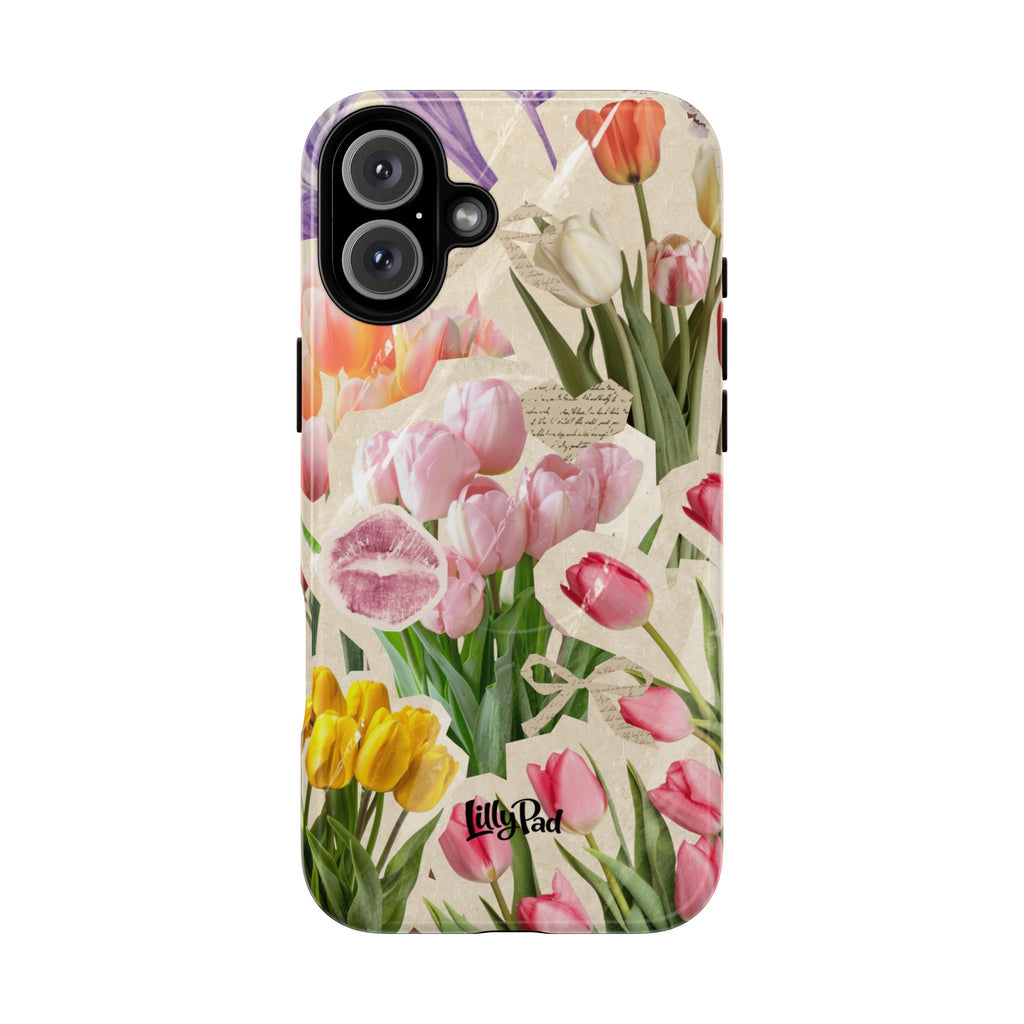 Vintage Tulip Collage Tough Phone Case | Floral iPhone Magnetic Case