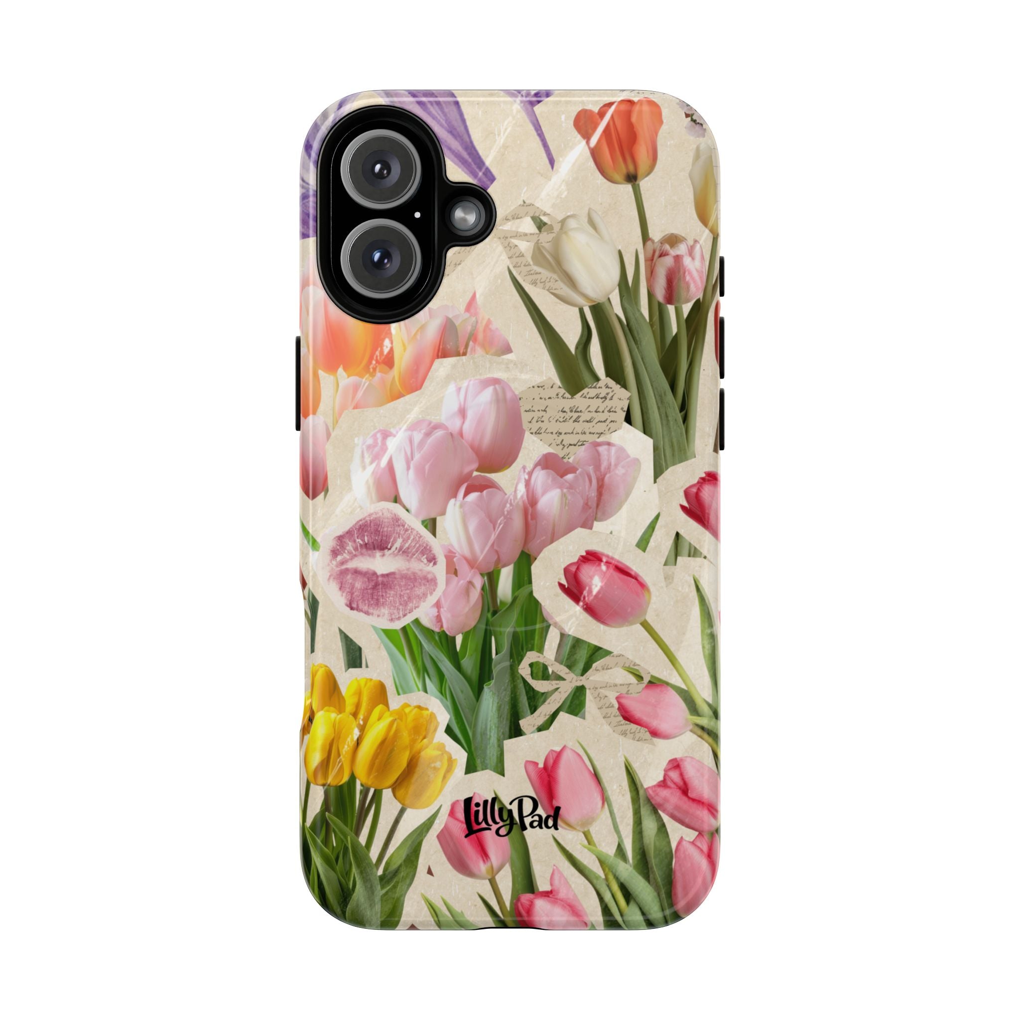 Vintage Tulip Collage Tough Phone Case | Floral iPhone Magnetic Case