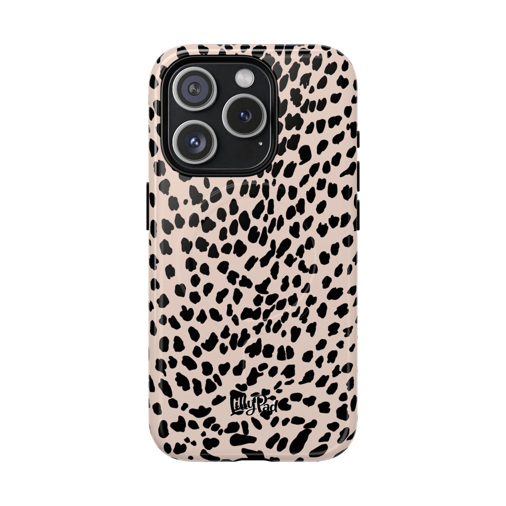 Leopard Print Phone Case Tough Magnetic Case | Pink Black Spot iPhone Cover