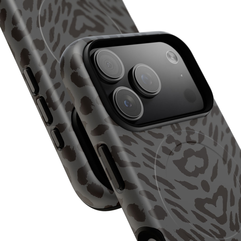 Leopard Print Magnetic Phone Case | Tough Magnetic Case, Black Animal Pattern