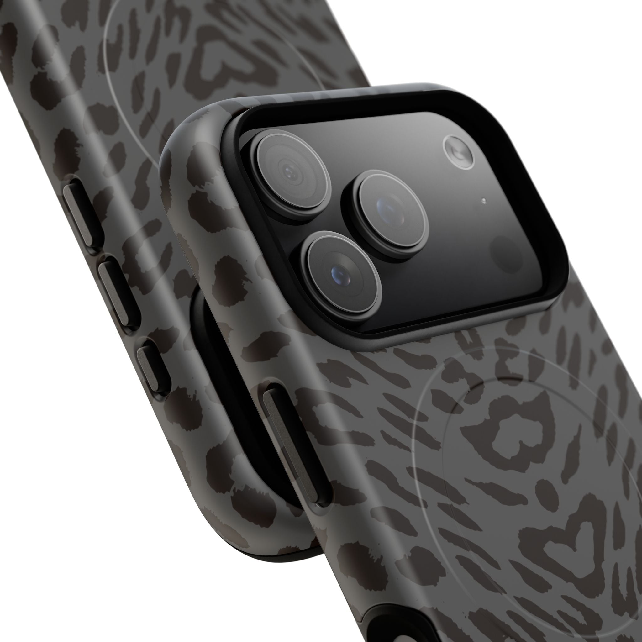 Leopard Print Magnetic Phone Case | Tough Magnetic Case, Black Animal Pattern