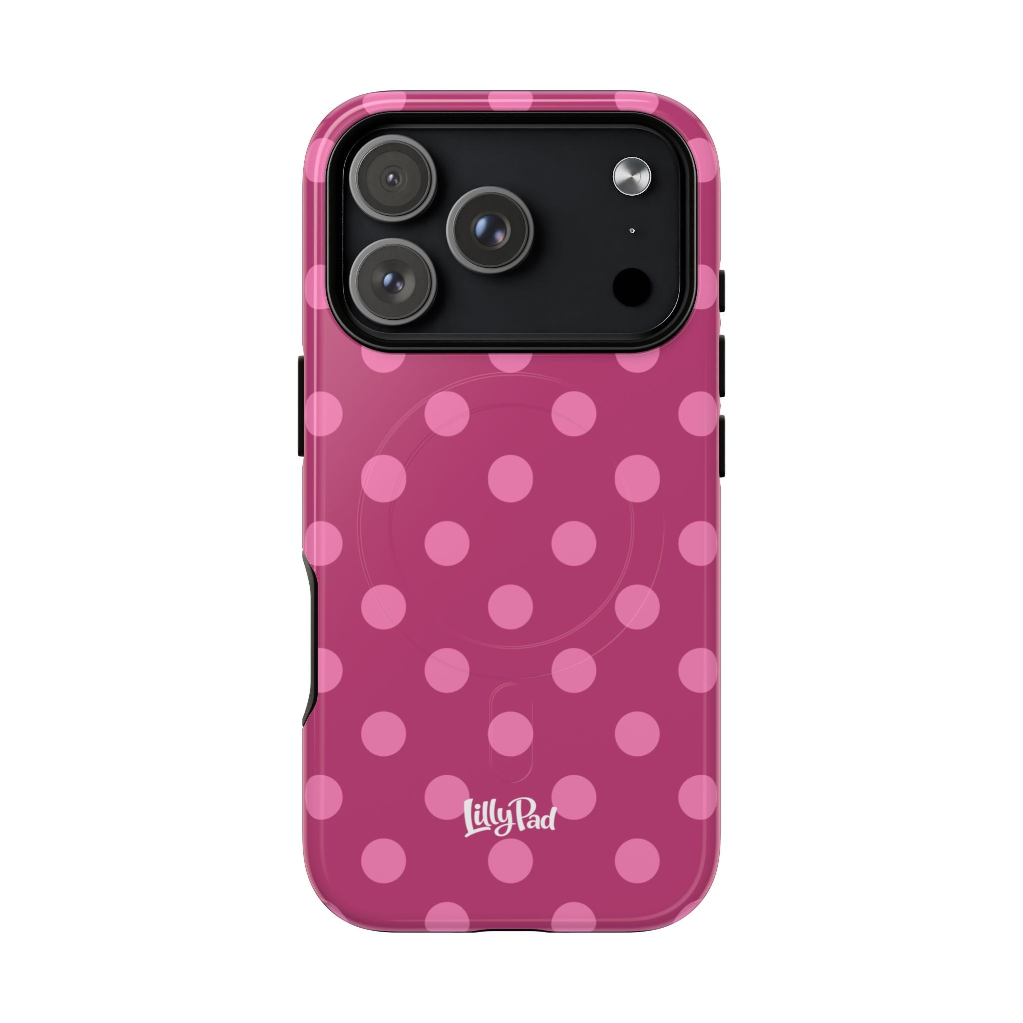 Pink Polka Dot Tough Magnetic Case | Phone Cover, MagSafe Compatible