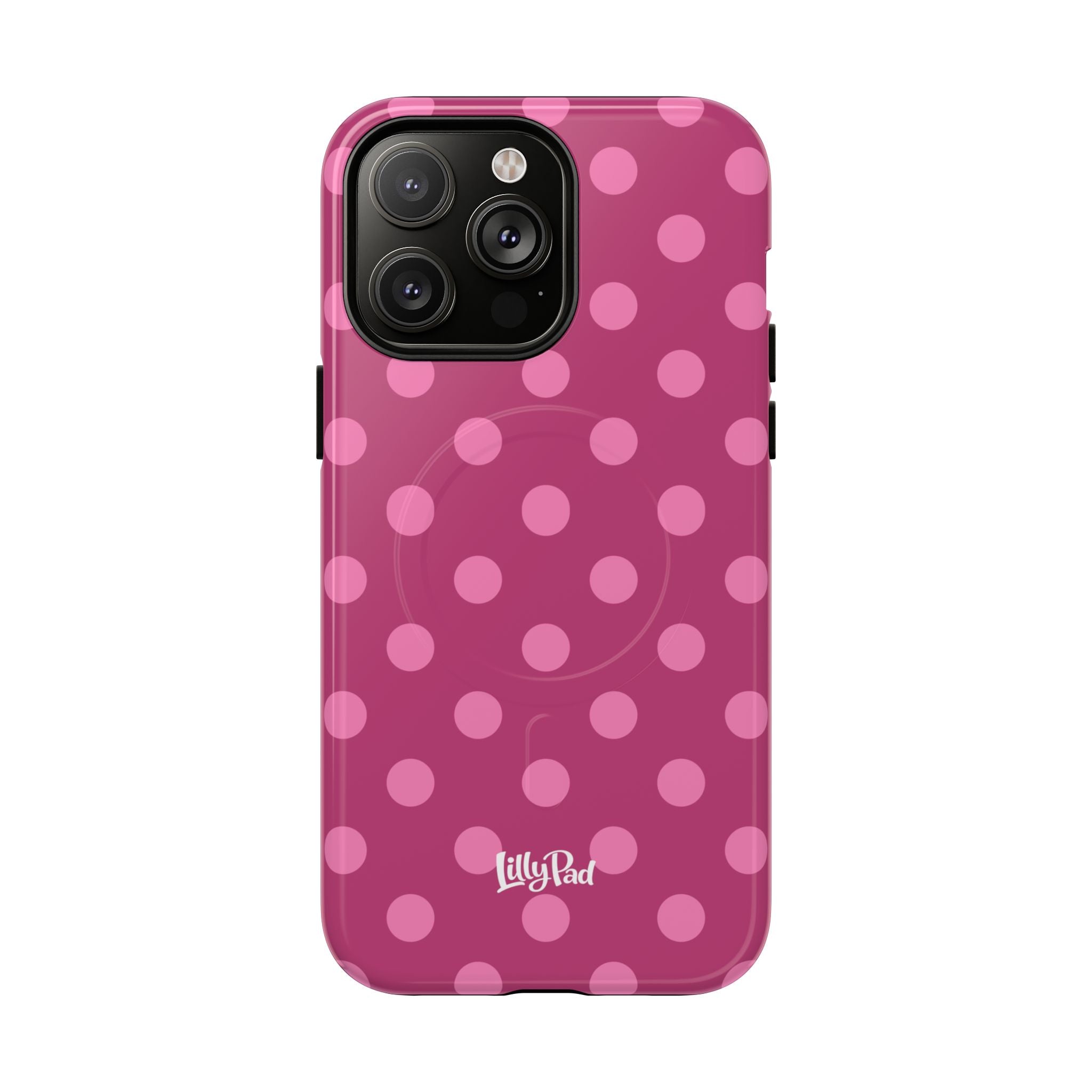 Pink Polka Dot Tough Magnetic Case | Phone Cover, MagSafe Compatible