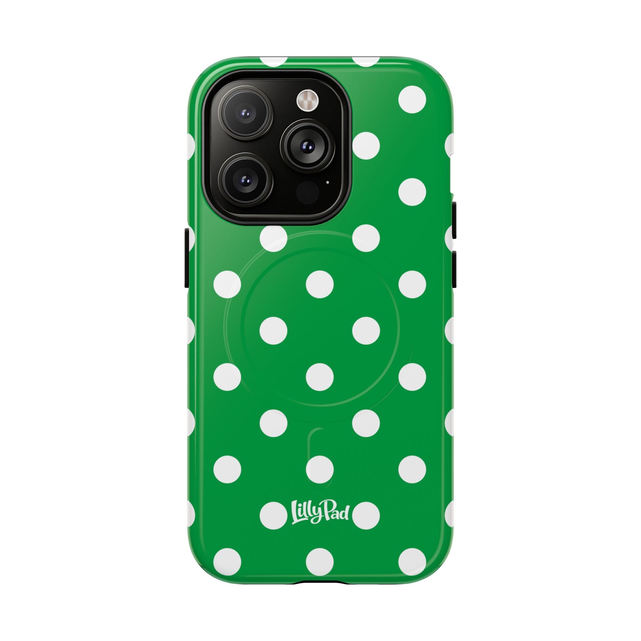 White Polka Dot Green Phone Case | Tough Magnetic Case