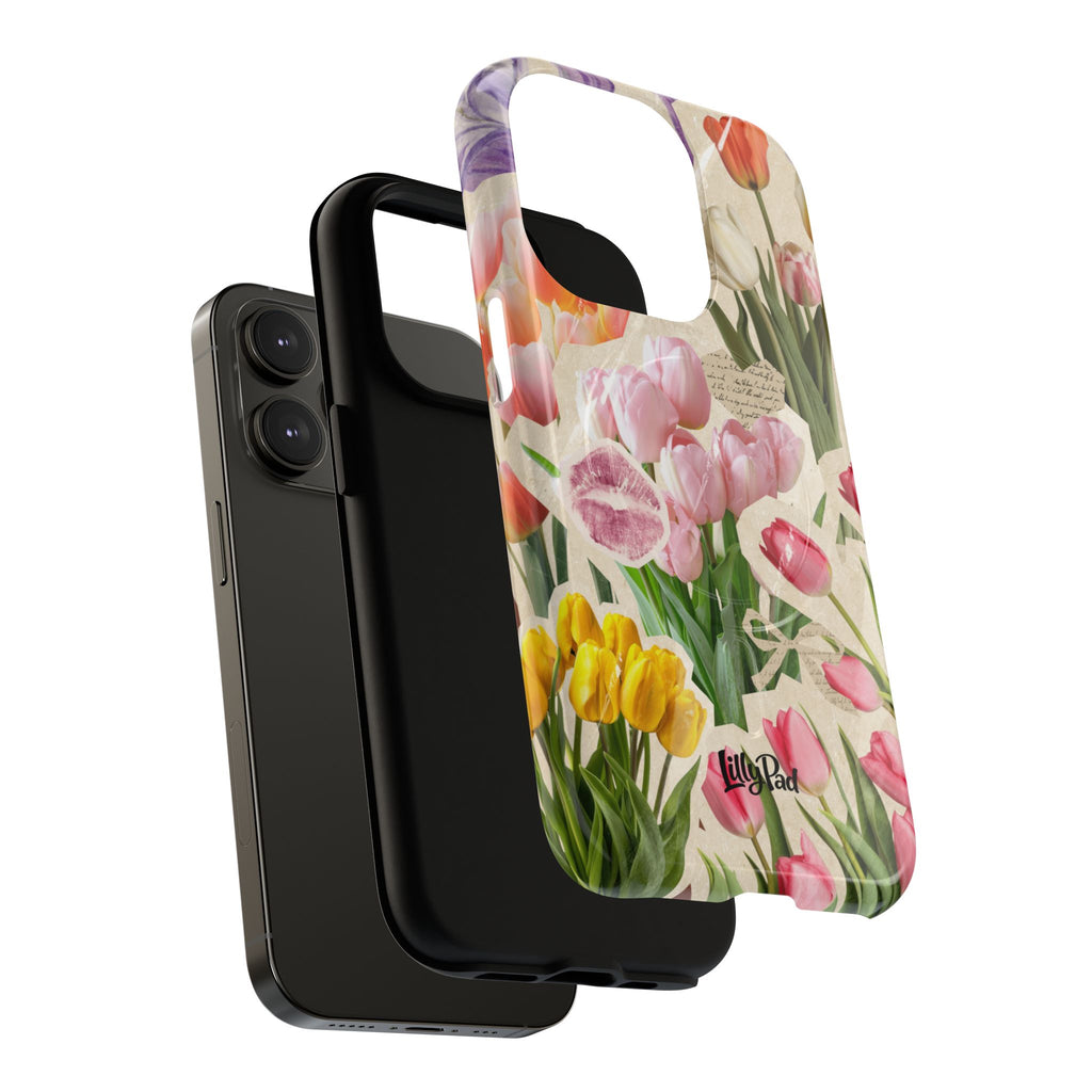 Vintage Tulip Collage Tough Phone Case | Floral iPhone Magnetic Case