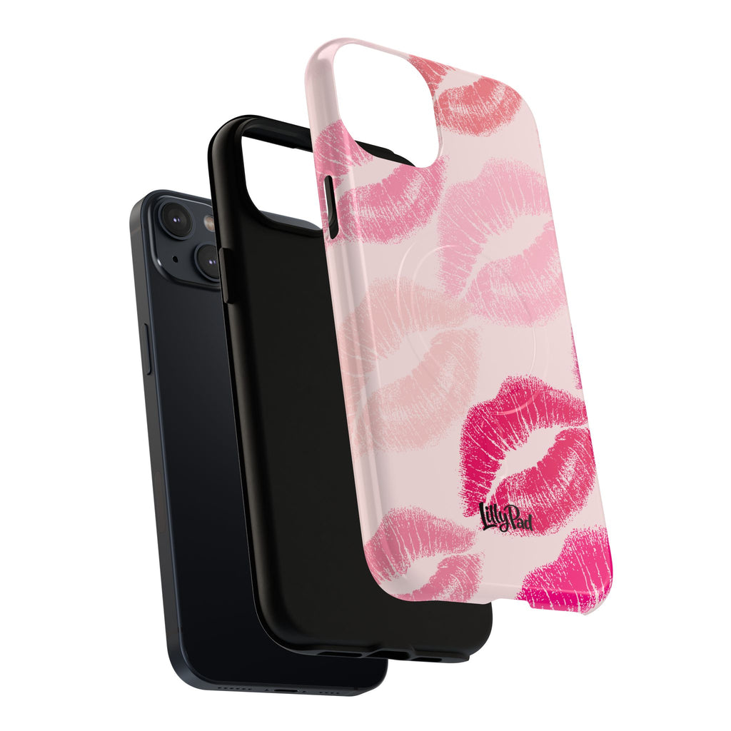 Pink Kiss Lip Print Phone Case | Tough Magnetic Case