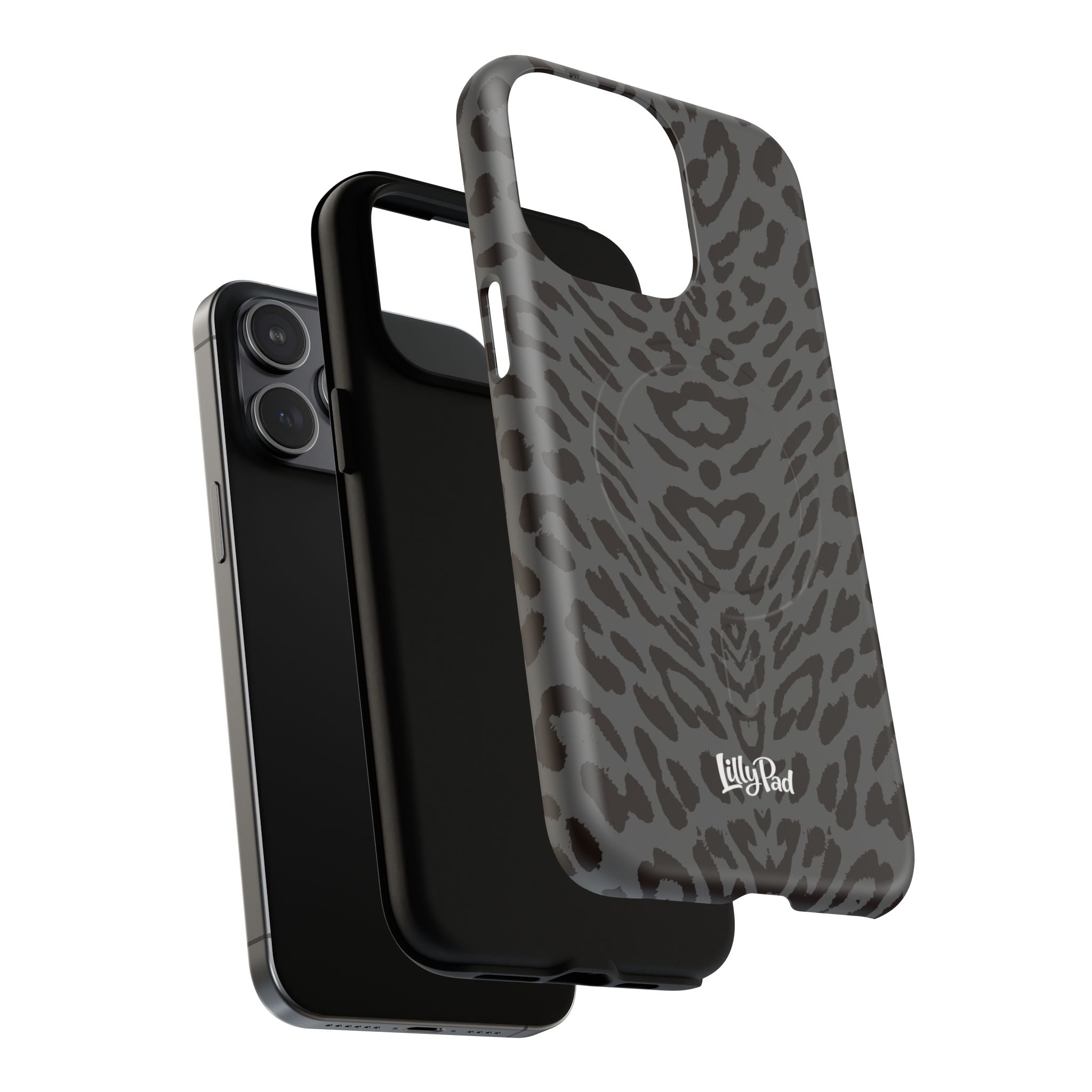 Leopard Print Magnetic Phone Case | Tough Magnetic Case, Black Animal Pattern