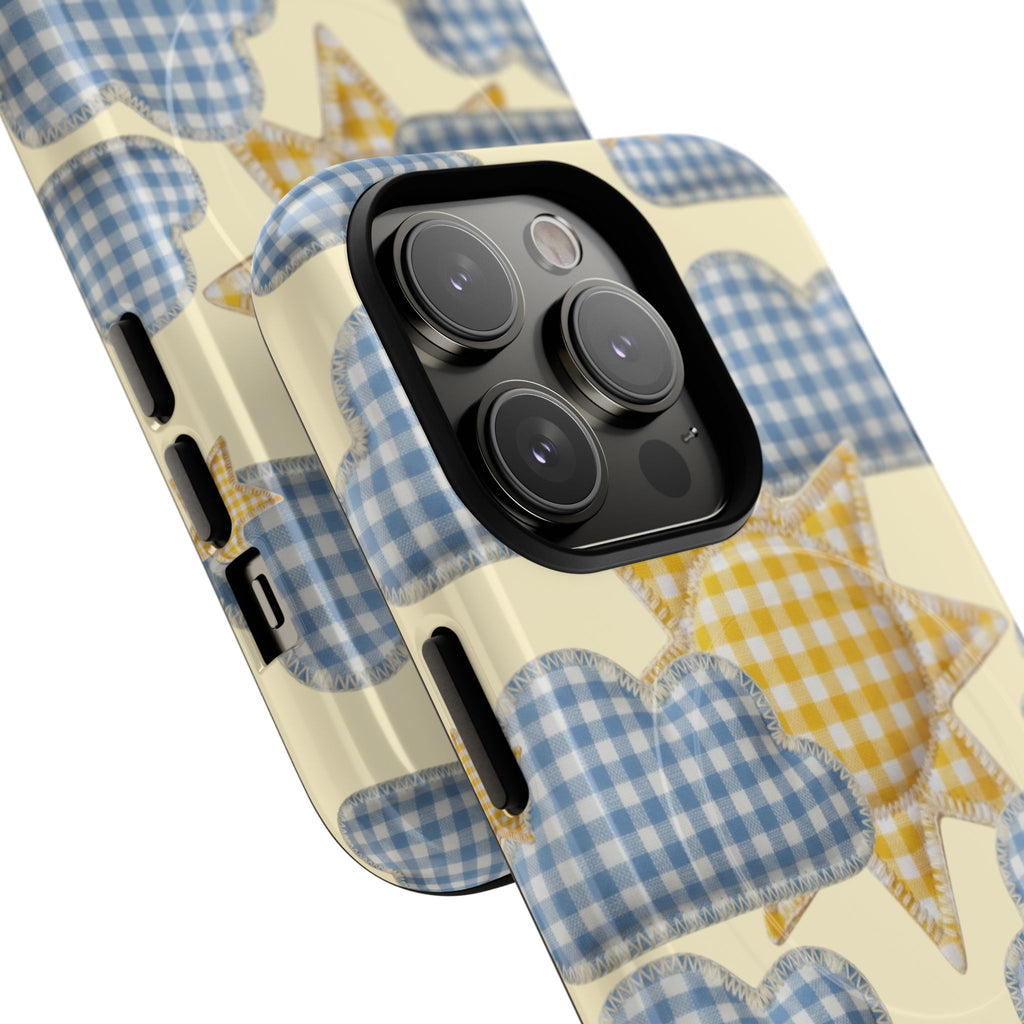 Gingham Sun and Clouds Phone Case | Tough Magnetic Case