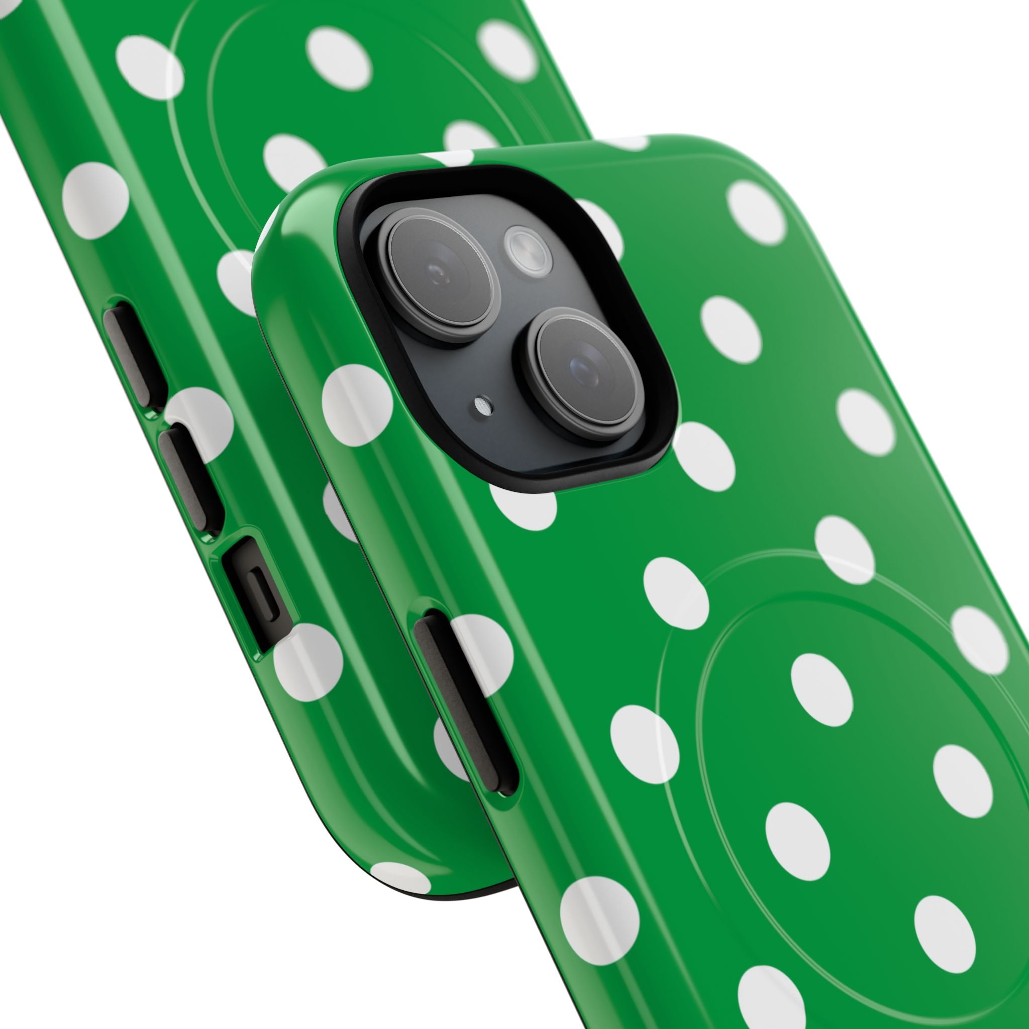 White Polka Dot Green Phone Case | Tough Magnetic Case