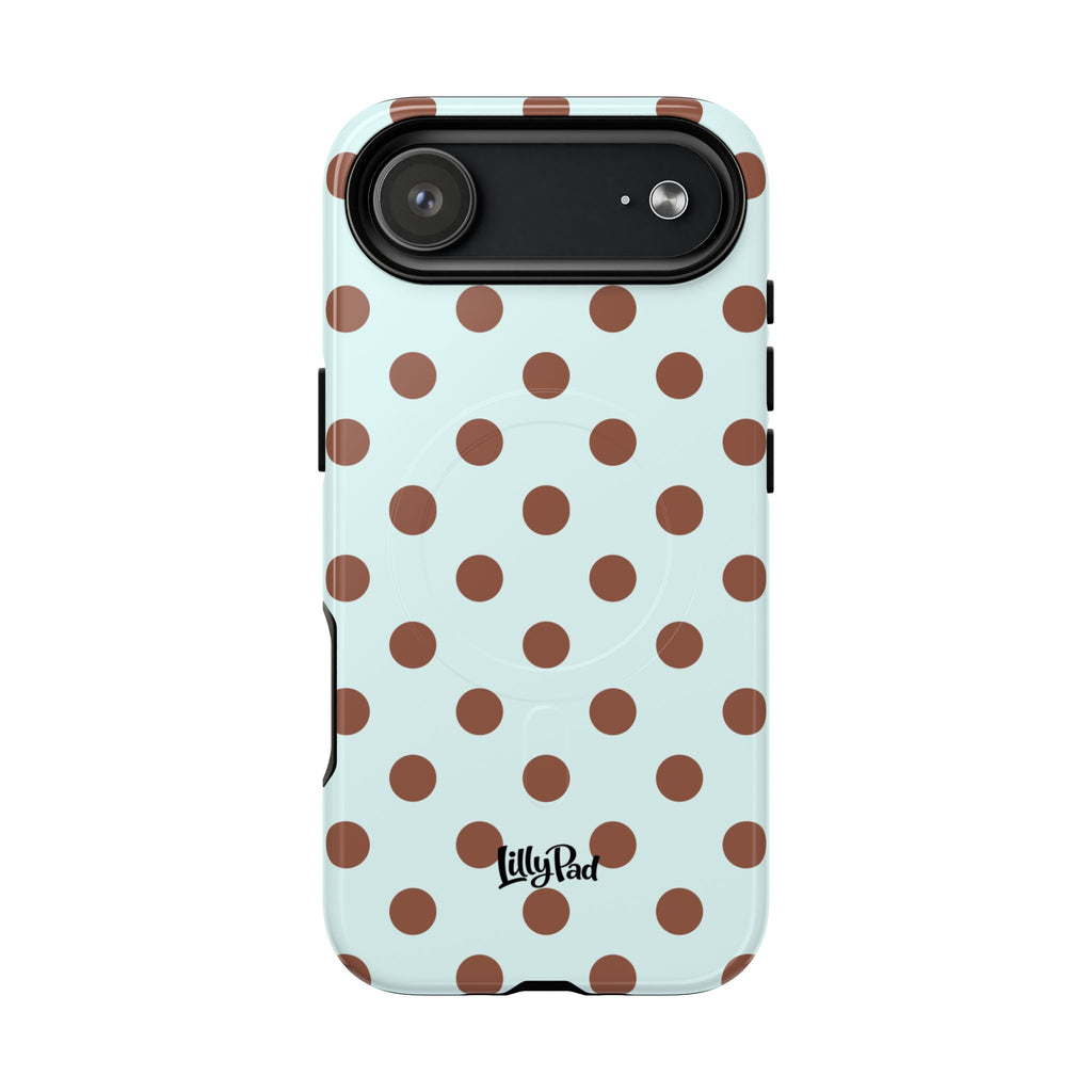 Brown Polka Dot on Mint Phone Case | Tough Magnetic Case