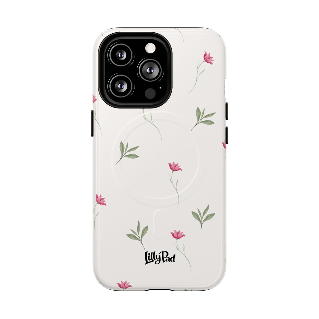 Minimal Pink Wildflowers Phone Case | Magnetic Case